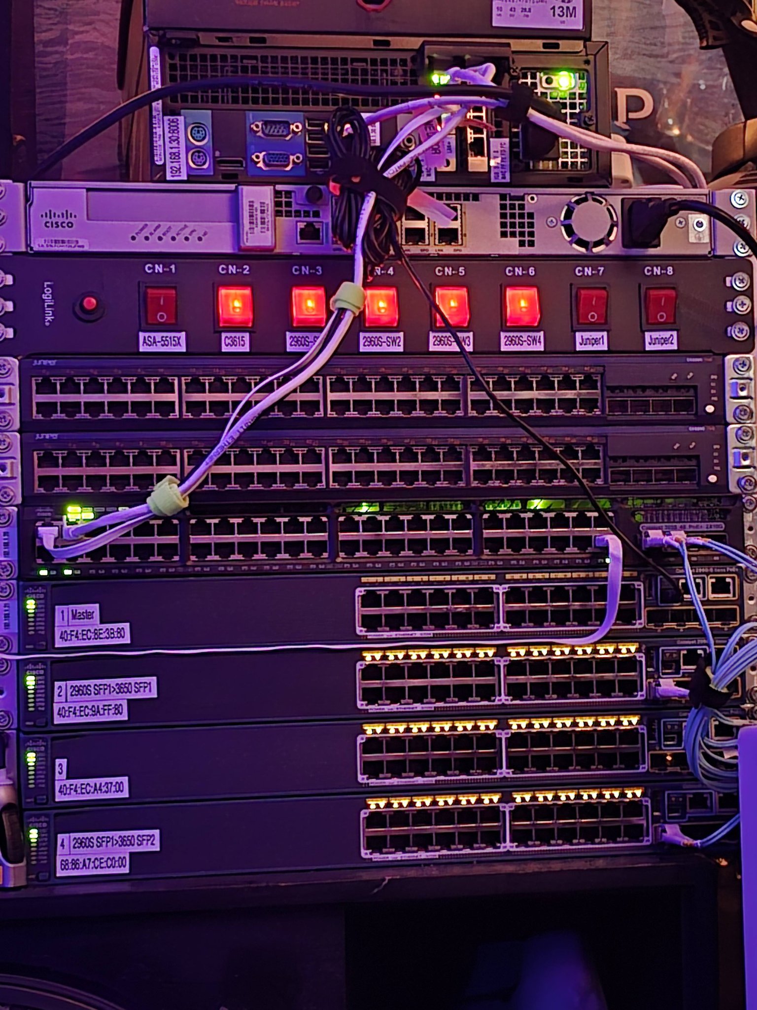 Home lab setup with Proxmox VE and pfSense on a 2960s switch stack