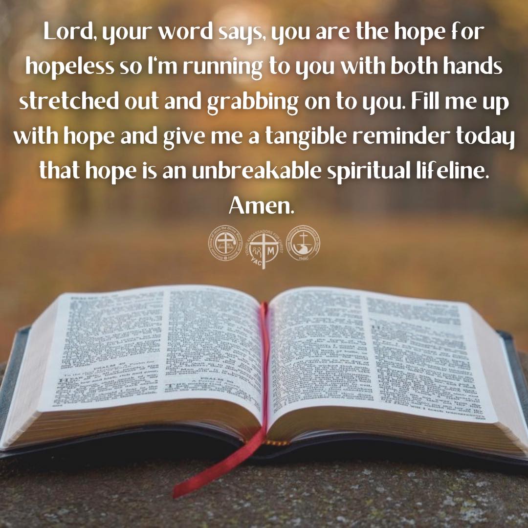 Lord, your word says, you are the hope for hopeless so I'm running to ...
