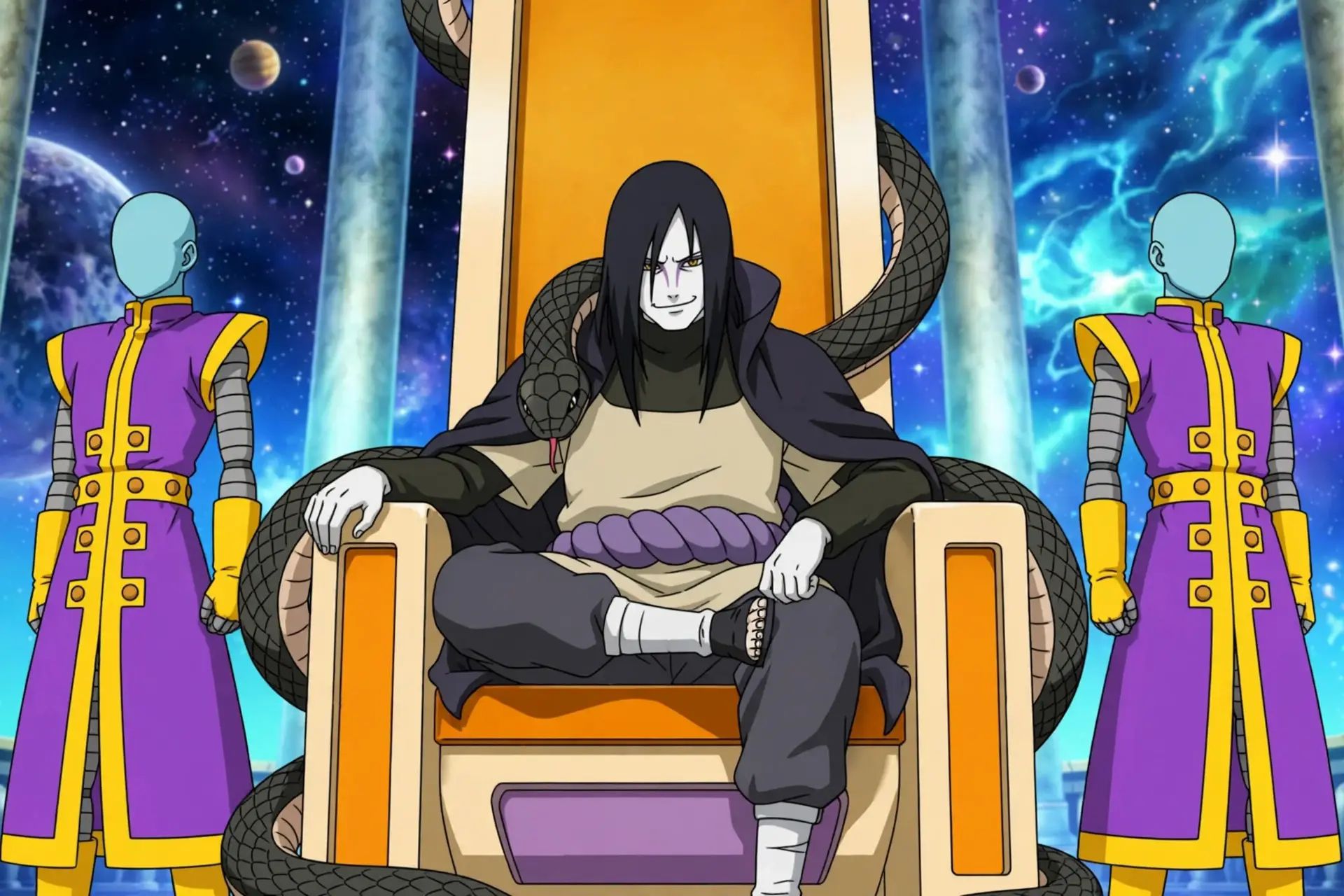 Orichimaru Takes the Chair while Zeno fighting Against Goku and