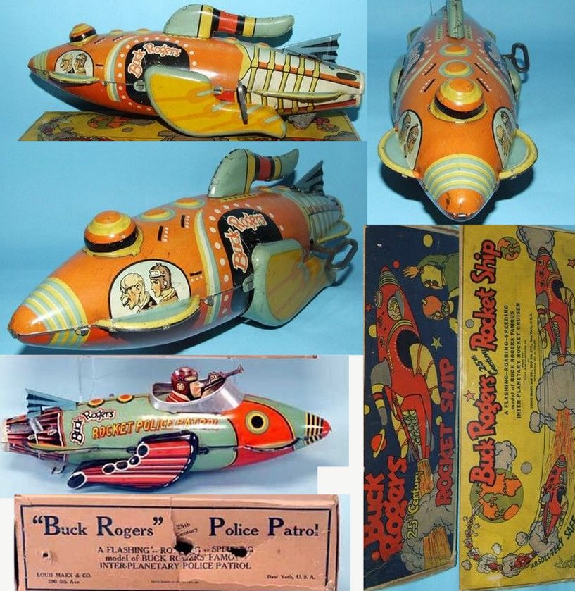 From Rocket USA. Three tin Retro Rockets. Friction powered