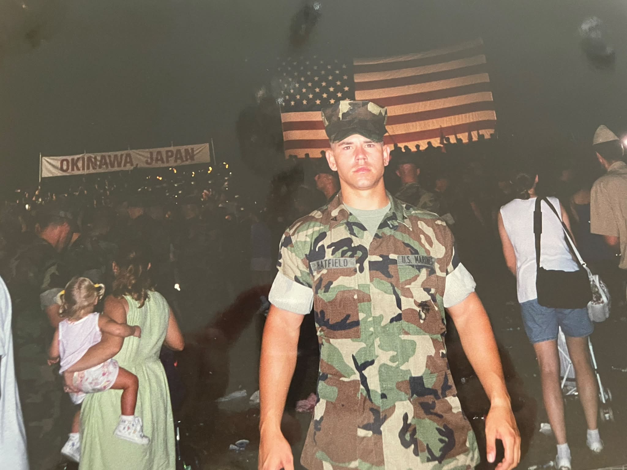 ＠70s ビンテージ USMC 沖縄駐留 メモリアルフラッグ Okinawa Japan, Camp Schwab 1974-76 Amtrac semper fi Marines.