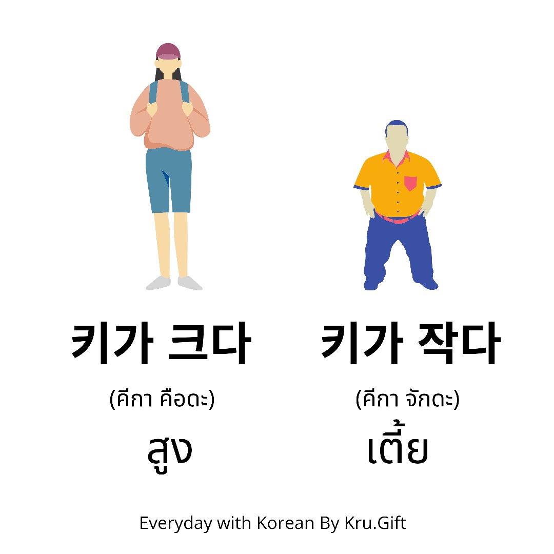 everydaywithkorean - 🧍‍♂️키가 크다 ( คีกา คือดะ) : สูง 👨‍👧키가 작다 ( คีกา จัก ...