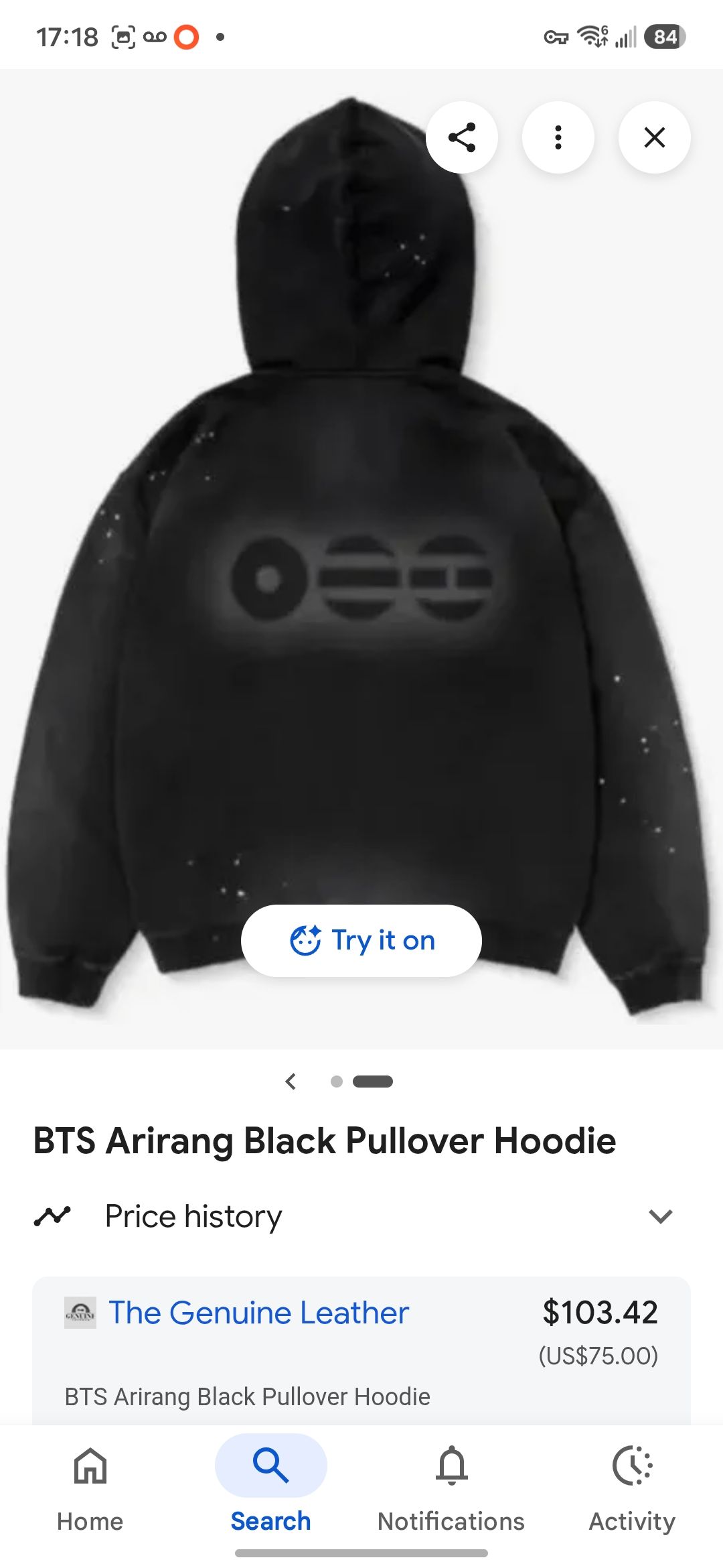 BTS ARIRANG Tour black hoodie in XL for sale or pickup in Toronto, ON
