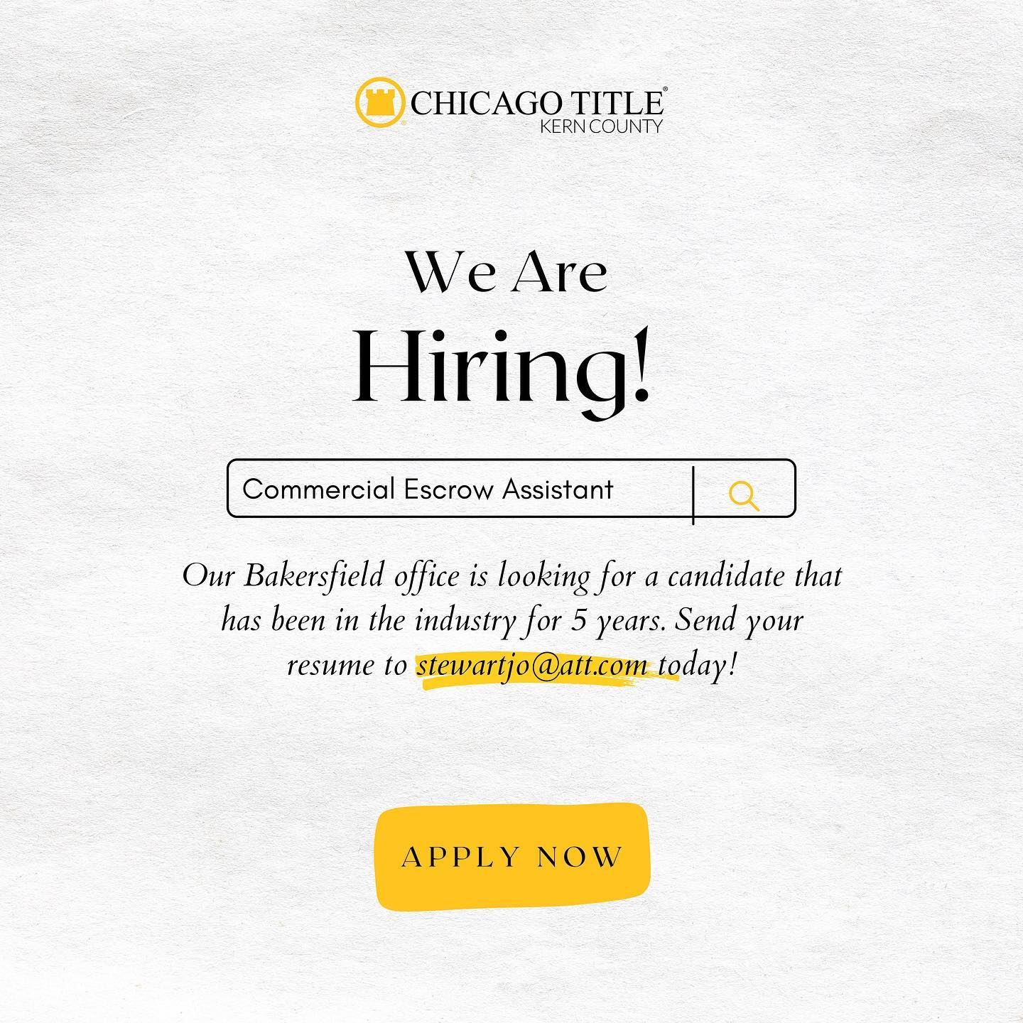 We are excited to announce... - Chicago Title Kern County