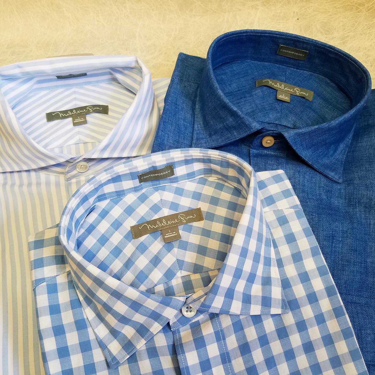 Chemise Homme Madeleine Finn à Rayures Bleues Et Roses - Taille Large, Coton, Manches Longues, Neuf Avec étiquettes