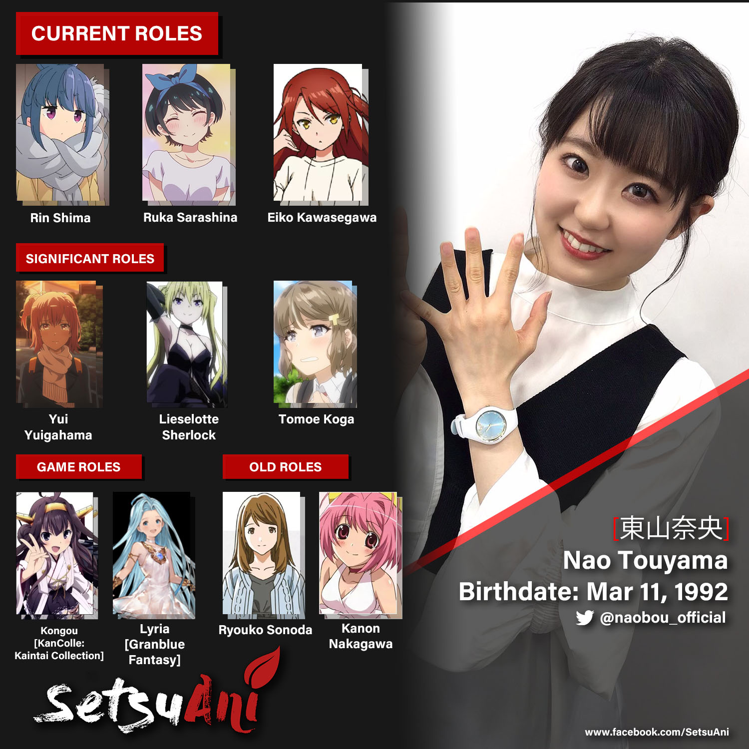 Setsu-Ani - Happy Birthday to Nao Touyama!!!🎉🎉🎉 Naobo... | Facebook