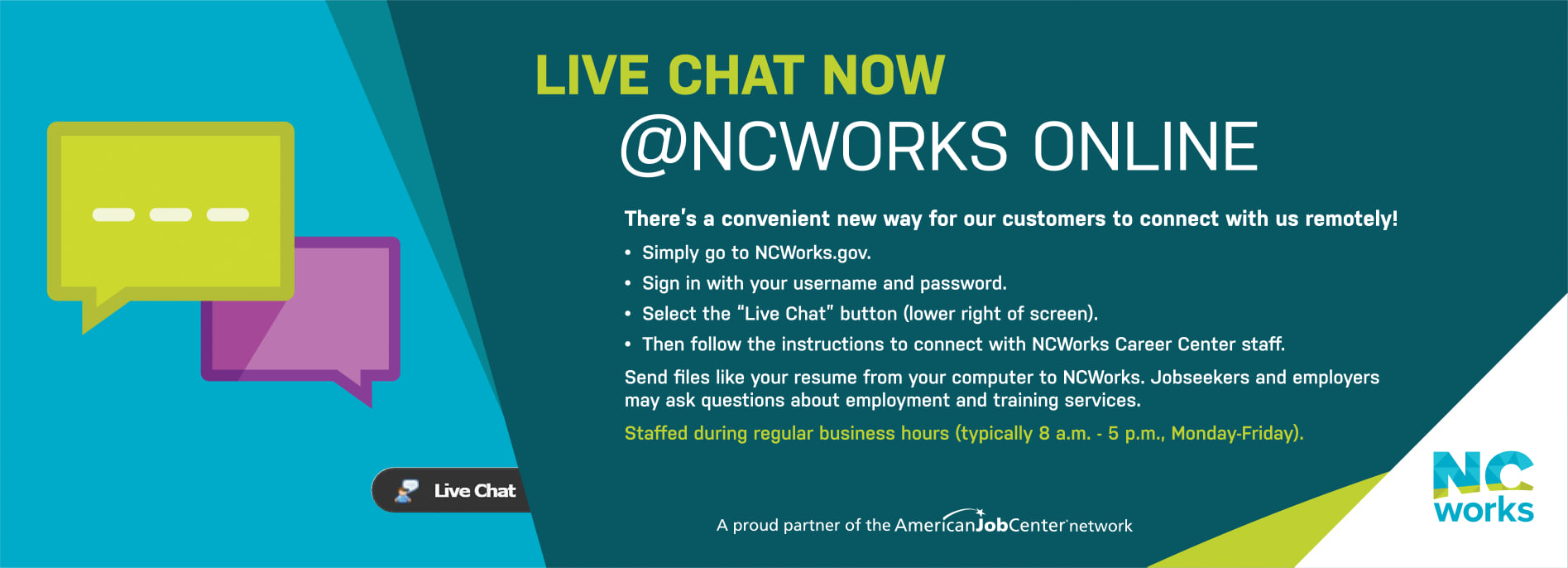 NCWorks - The new Live Chat feature on www.NCWorks.gov is... | Facebook