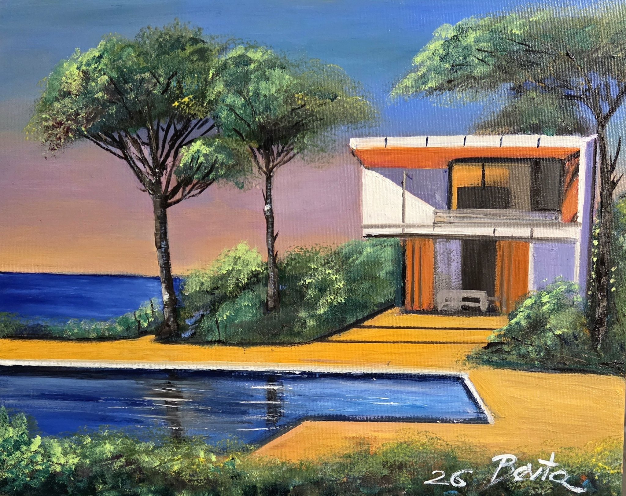 アカシアの林 ( 2 ) ] 33 x 24 cm 紙にインク墨と水彩 2026 花見 宴