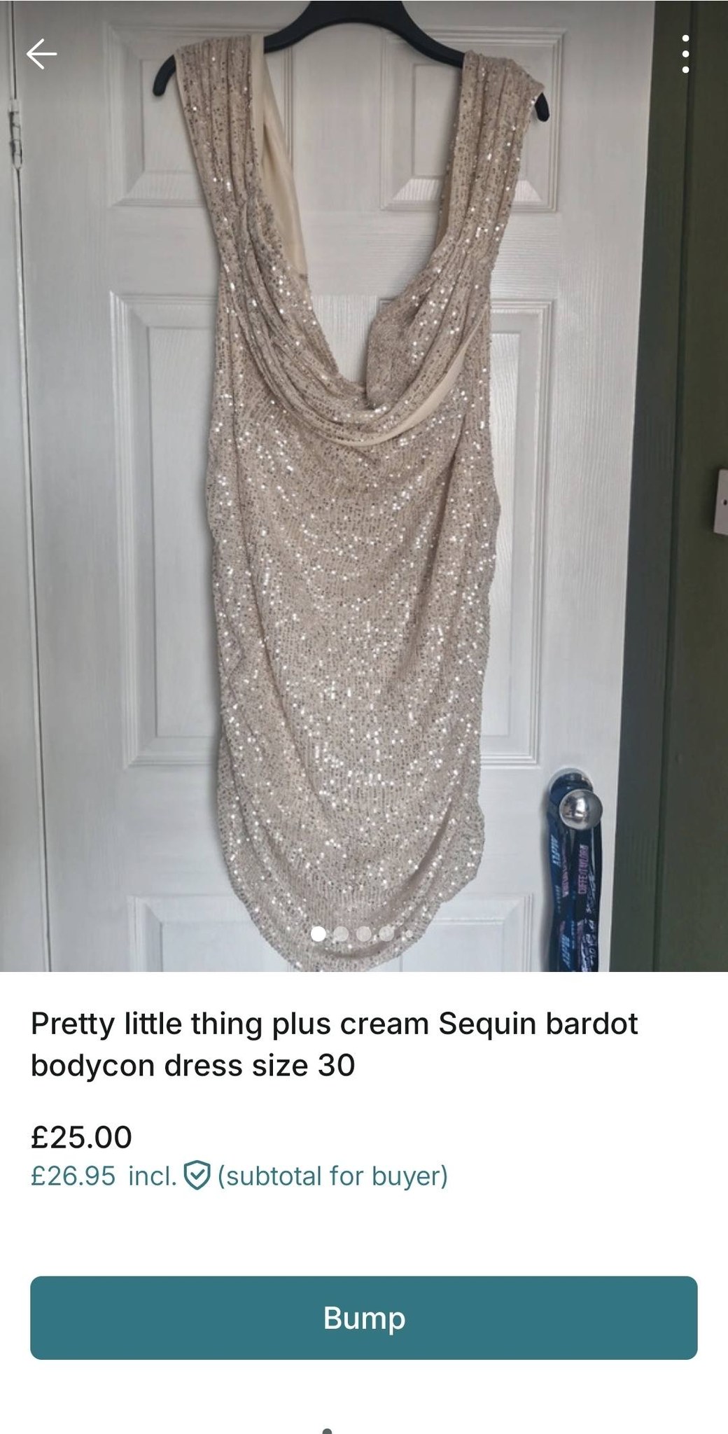 plus cream sequin bardot bodycon dress Lets have a sized thread, show us what you have for sale, I have lots size 26-8XL, accepting offers 😊 https://www.vinted.co.uk/member/56951956-lucyeallan Waist Size:38″ Pair me with heels pattern_Bows Acler Alfred Knit Wrap