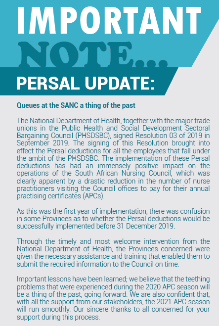 PERSAL process - latest update - South African Nursing Council