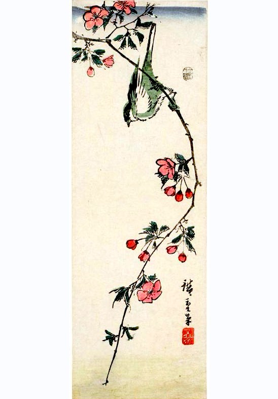 Ashikaga Shizuo's bird and flower woodblock print
