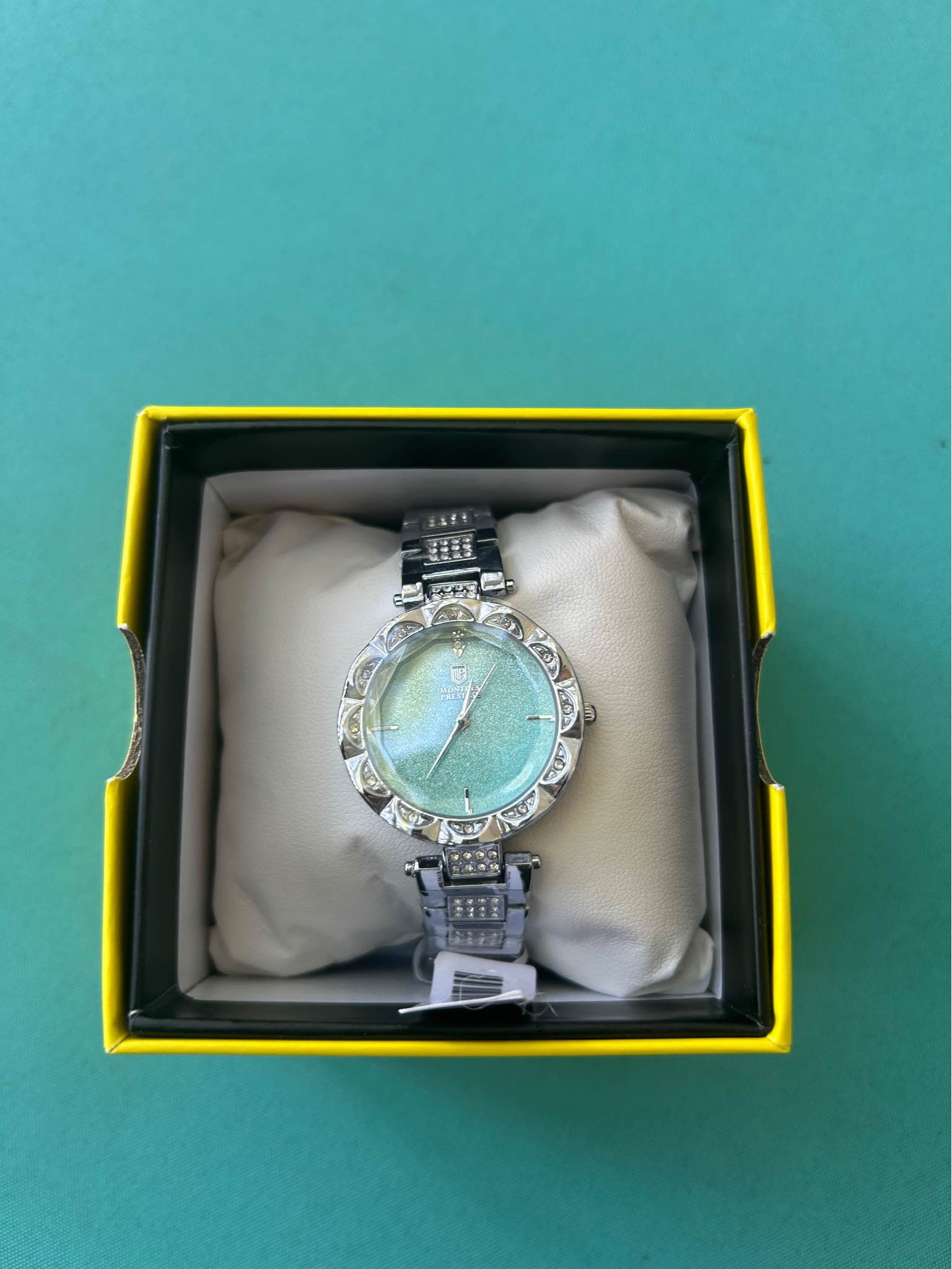 Tiffany Blue Face with crystals around face and bracelet links
