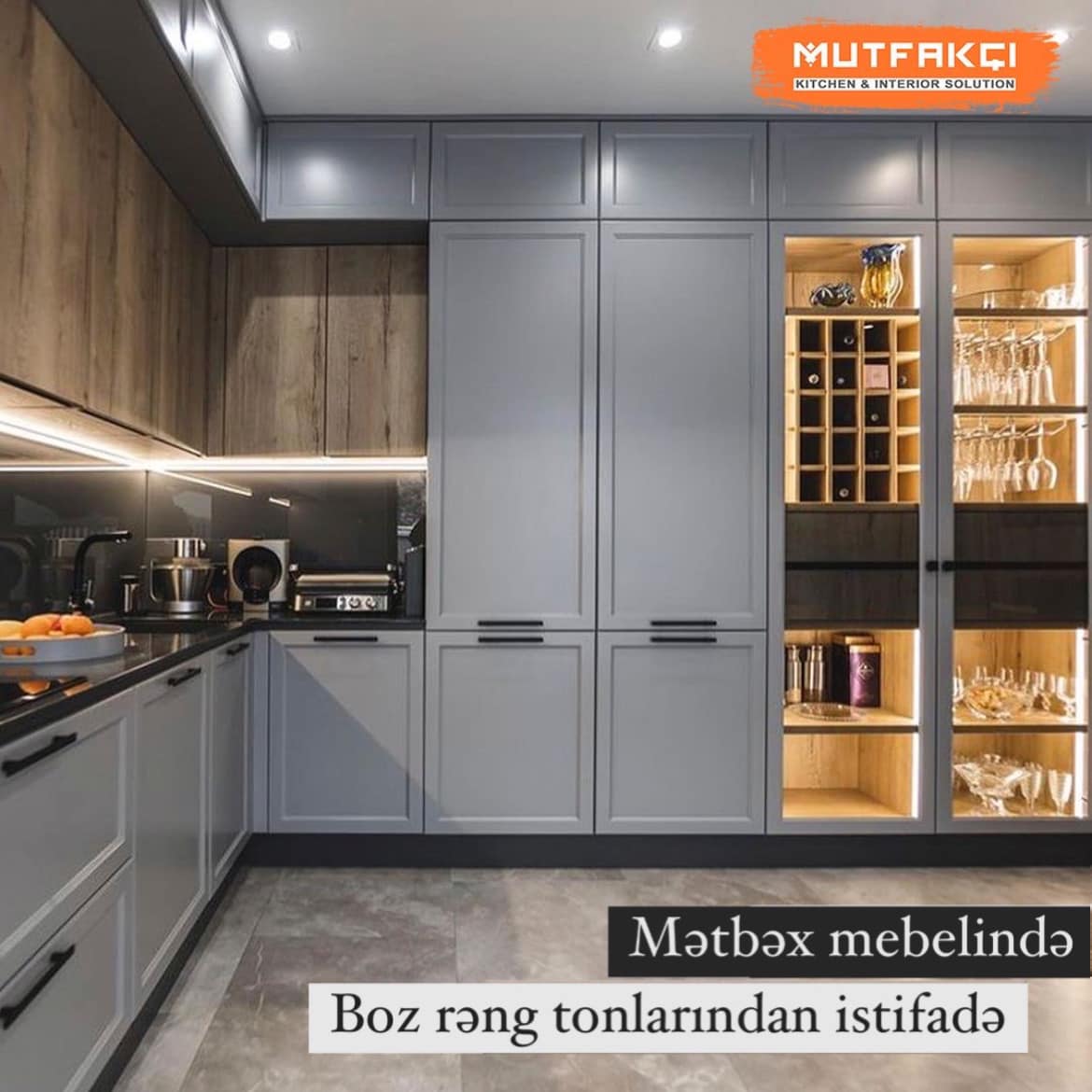 Boz rəng tonlarında mətbəxlər - Bu... - Mutfakçı Azərbaycan | Facebook