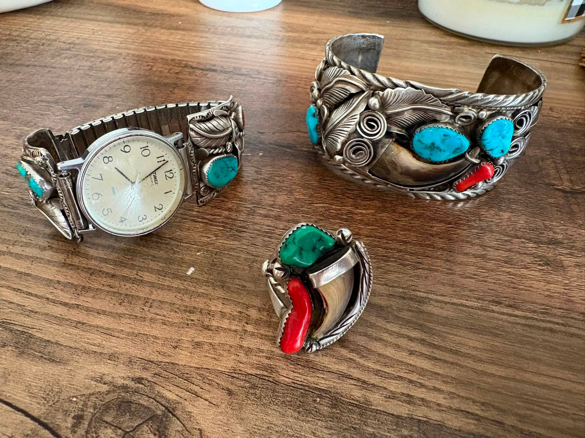 Mike Thomas Jr bear claw bracelet with ornate silverwork
