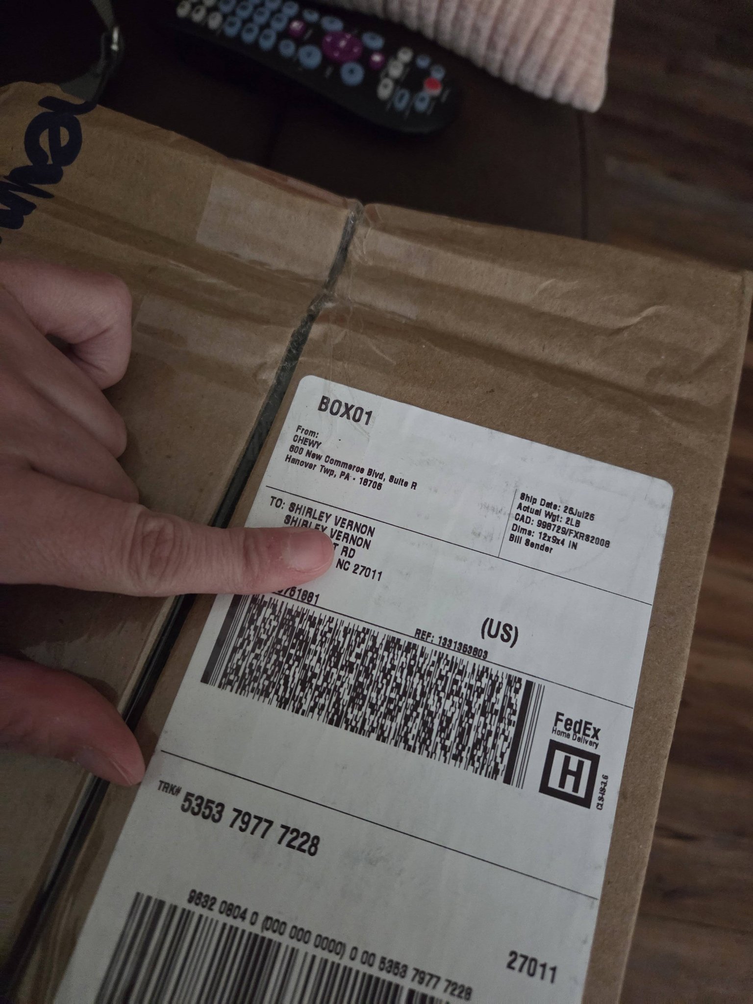 Lost package for Shirley Vernon in Yadkin County | Farmington, NC