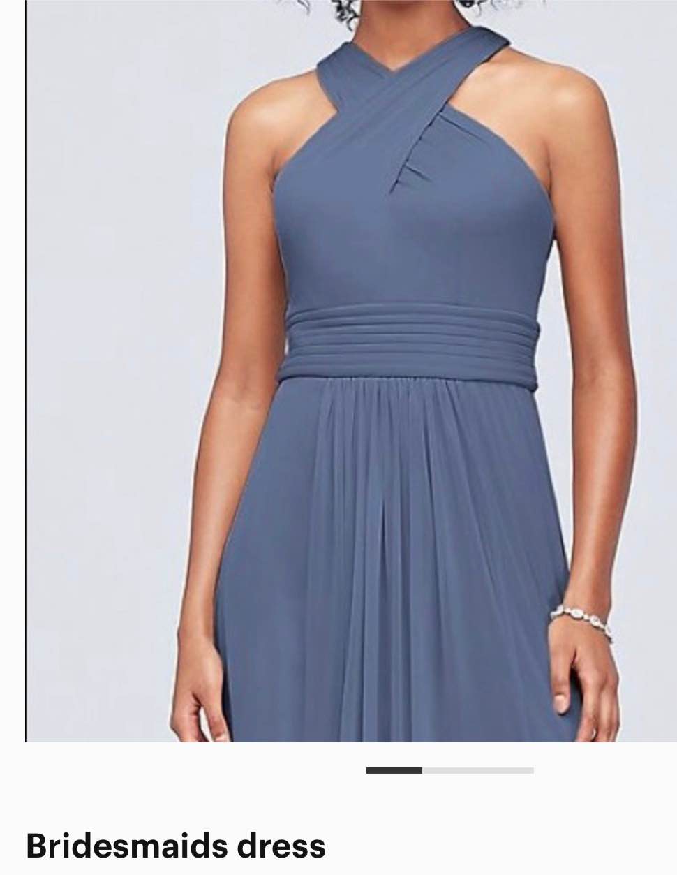 Bridesmaids dress Mesh Long Dress with Crisscross steel blue