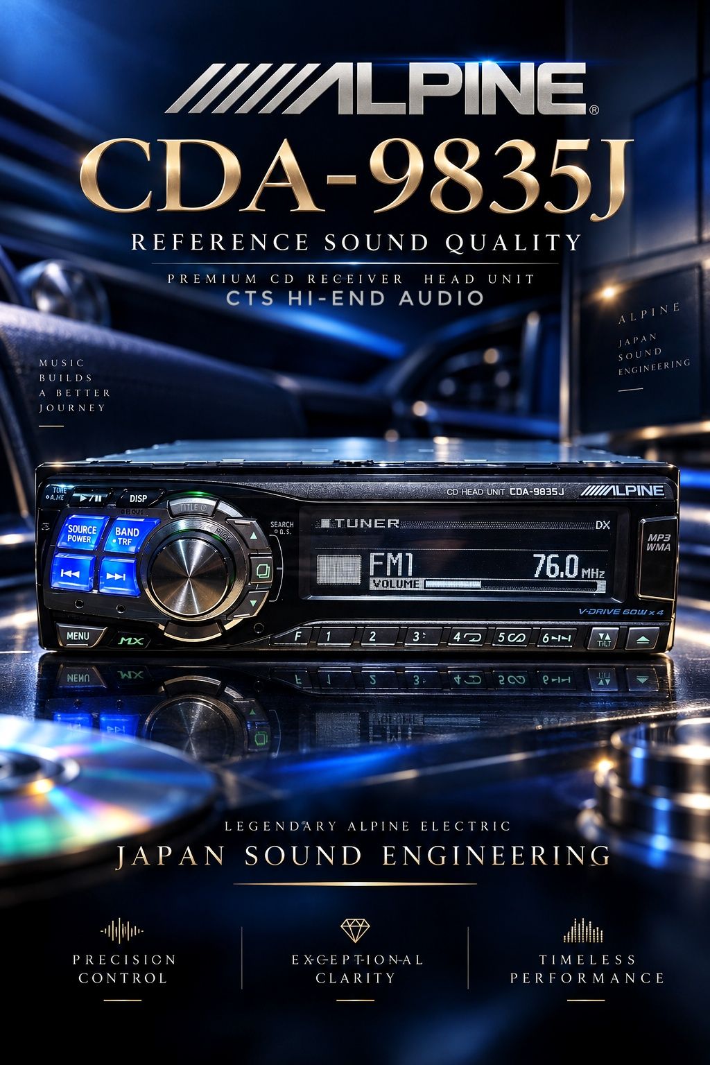 ALPINE CDA-9835J car stereo system with premium sound quality