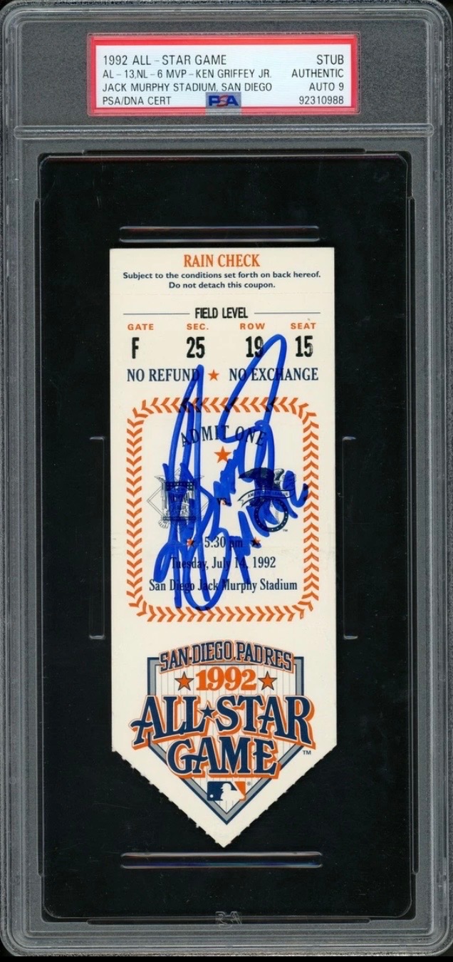 Ken Griffey Jr. 1992 All-Star Game Ticket Autograph