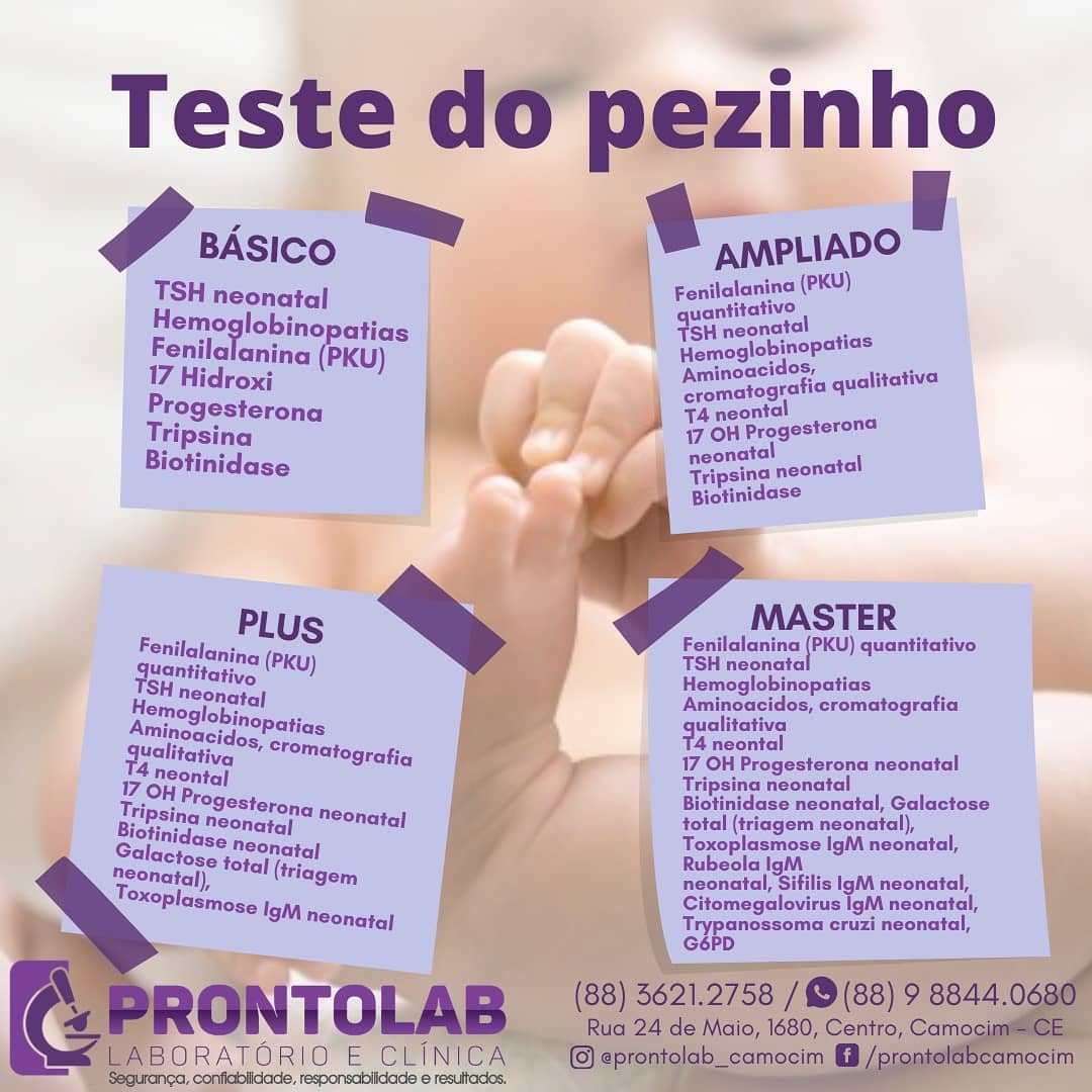 O teste do pezinho faz parte... - ProntoLab Análises Clínicas