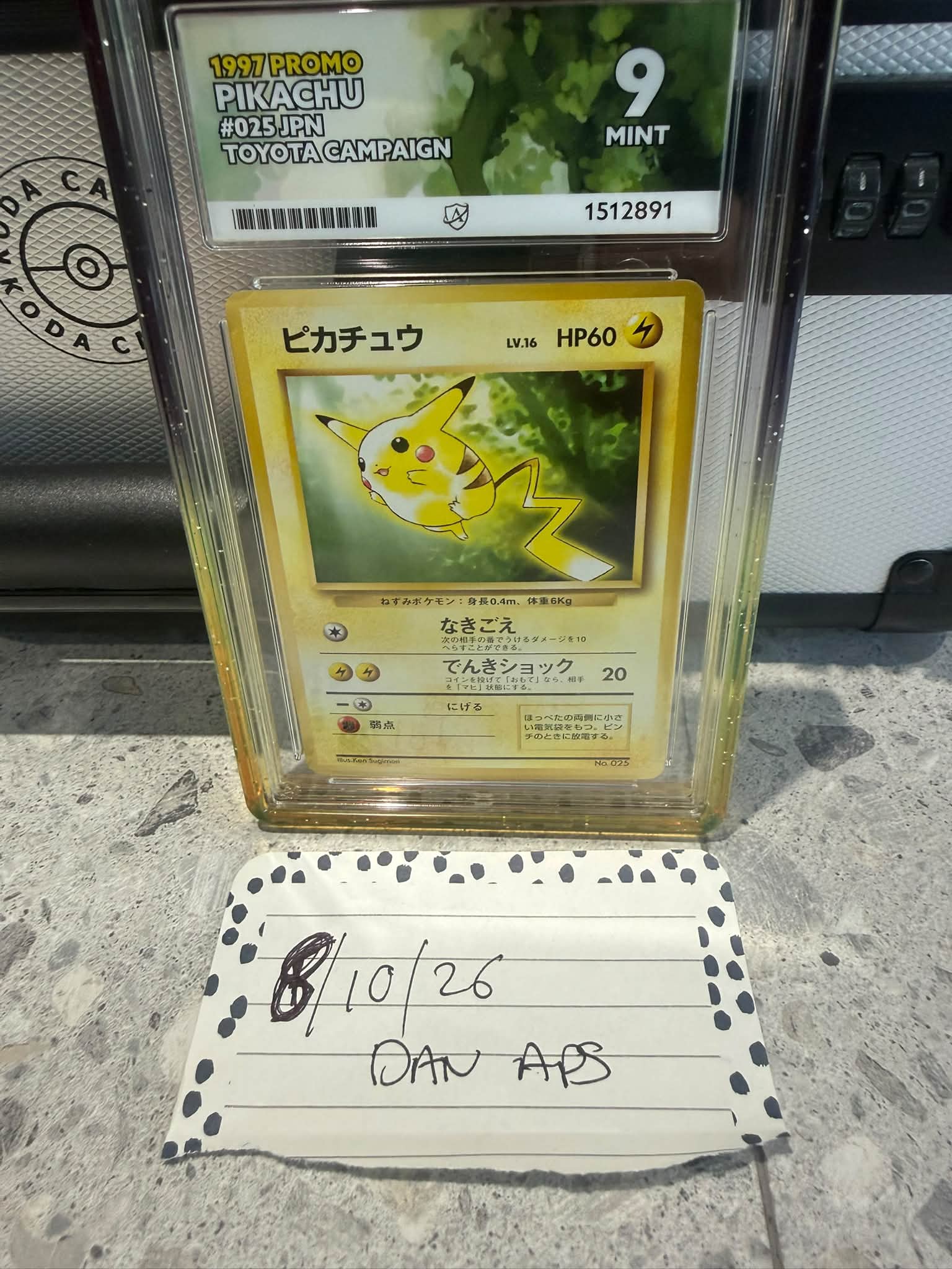 Rare 1997 Promo Pikachu #025JPN Toyotacampaign PSA 9 for Sale