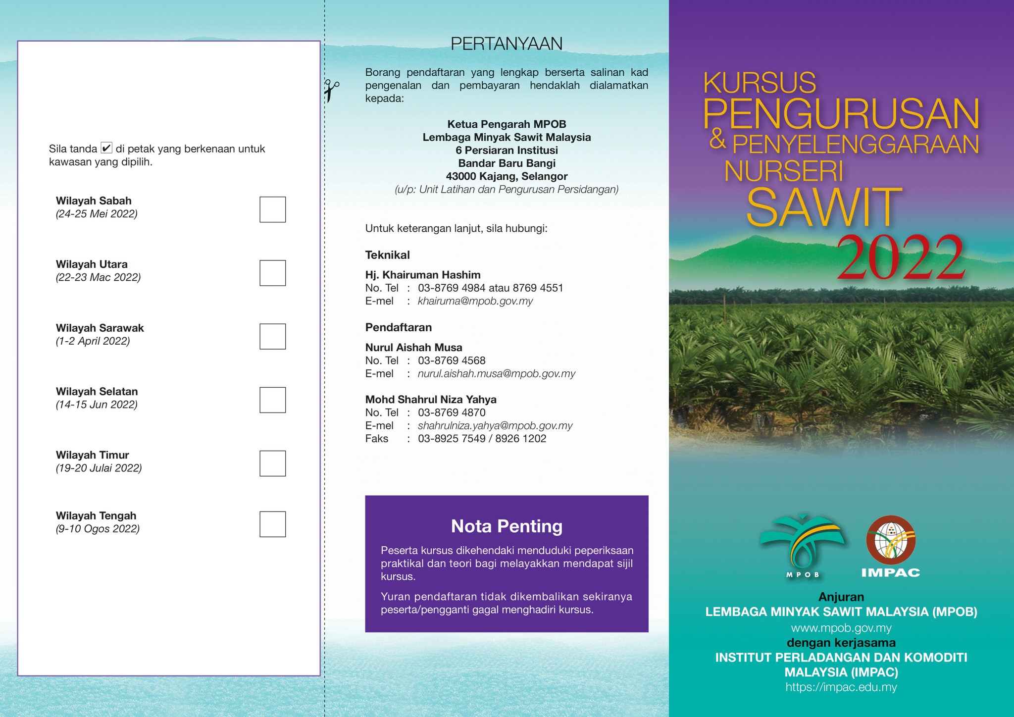 KURSUS PENGURUSAN &... - Malaysian Palm Oil Board - MPOB | Facebook