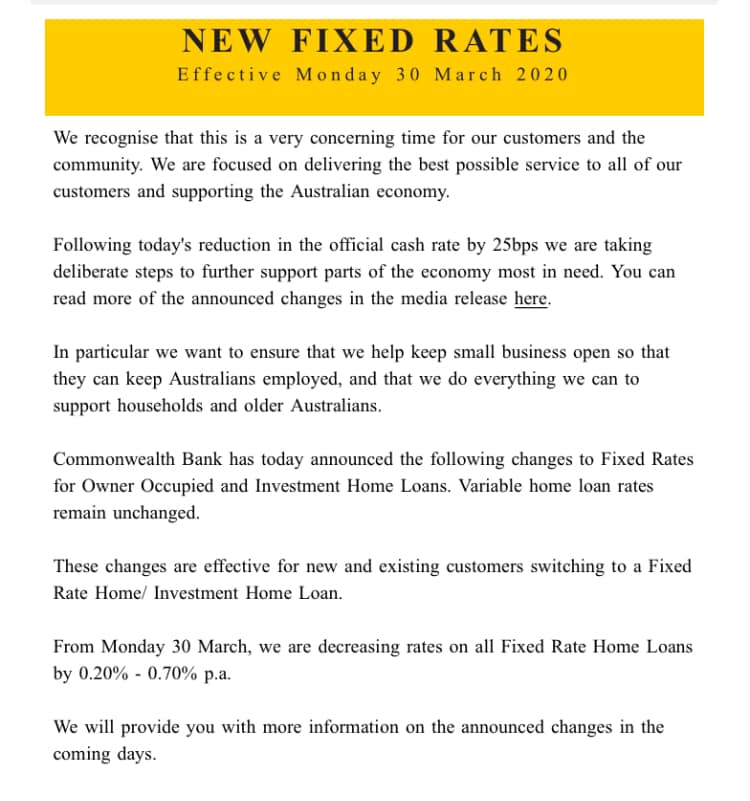 OneSite - Another rate cut. From cba Fixed rate from 2.29% Updated Full ...