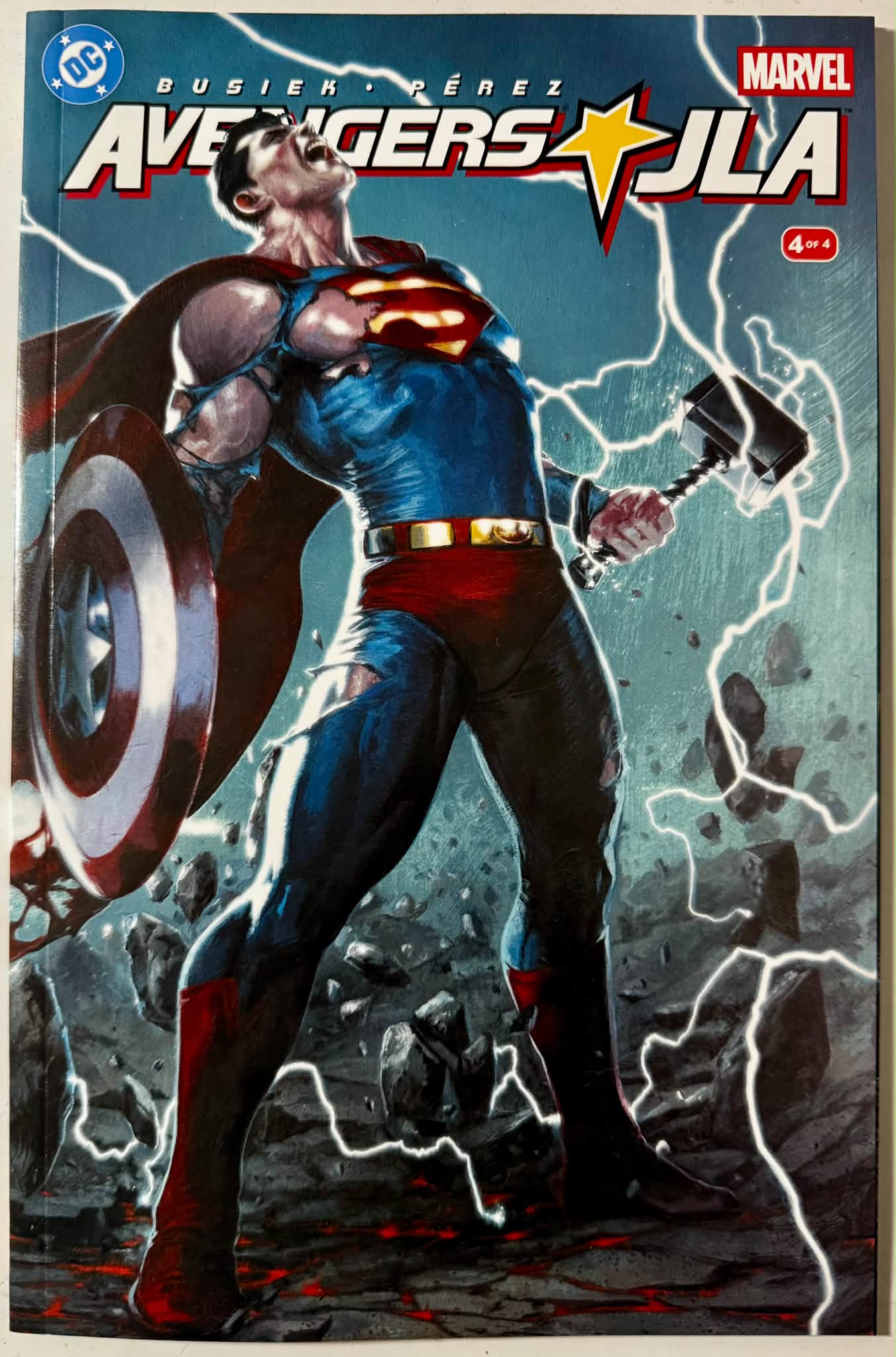 JLA / Avengers #4 facsimile wraparound Superman cover by Gabriele