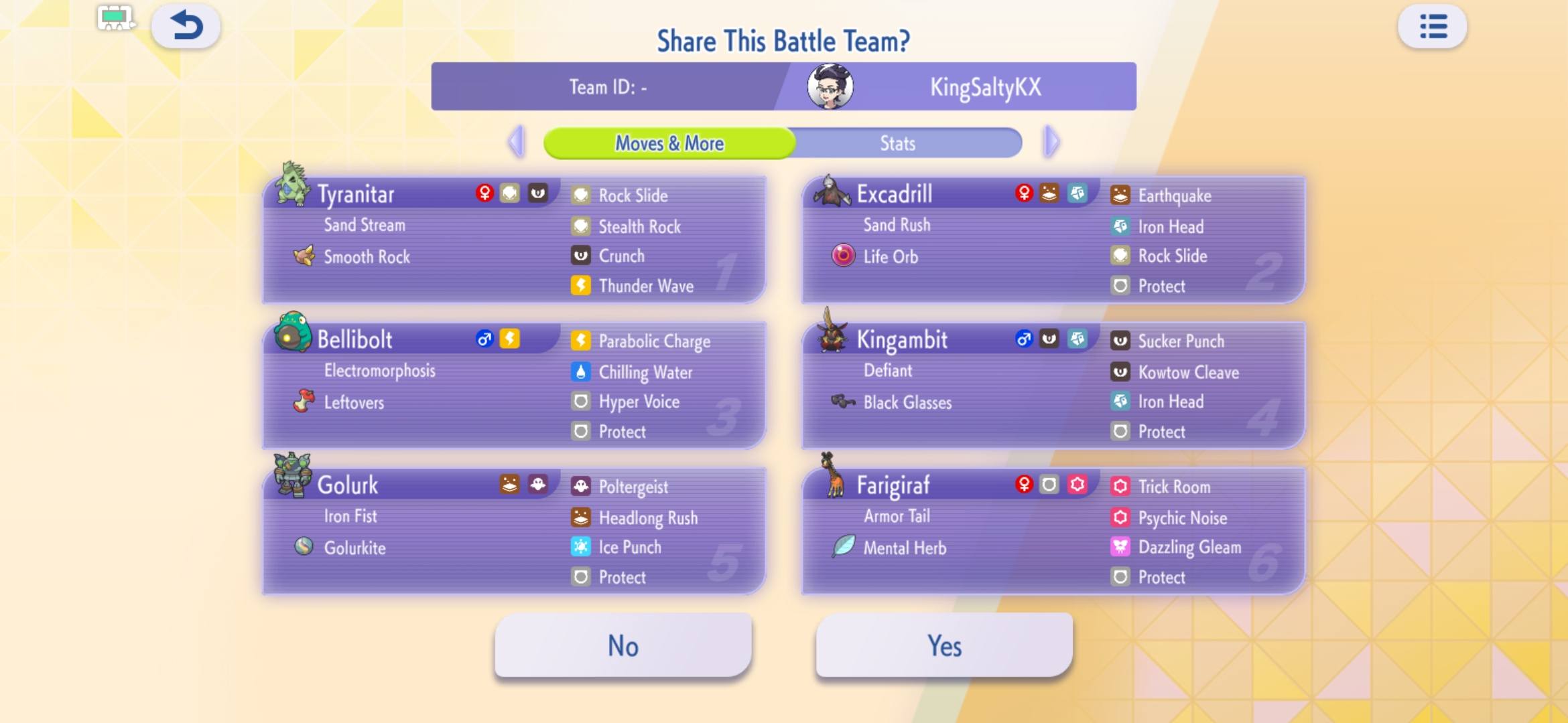 What's My M※※※ Name? Criticisms and advice for a Mega Golurk hybrid Pokémon team?