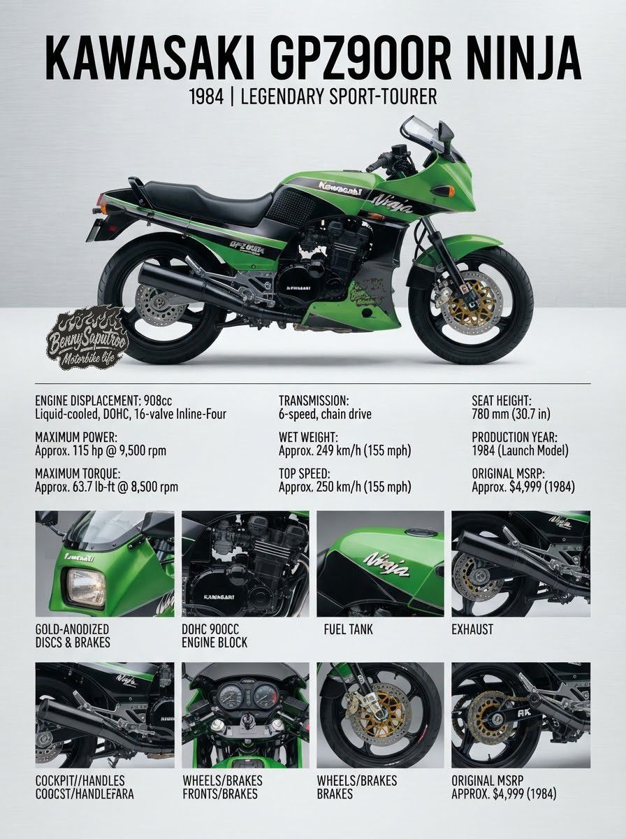 Kawasaki GPZ900R Ninja: a legendary 1984 sportbike with 115hp and