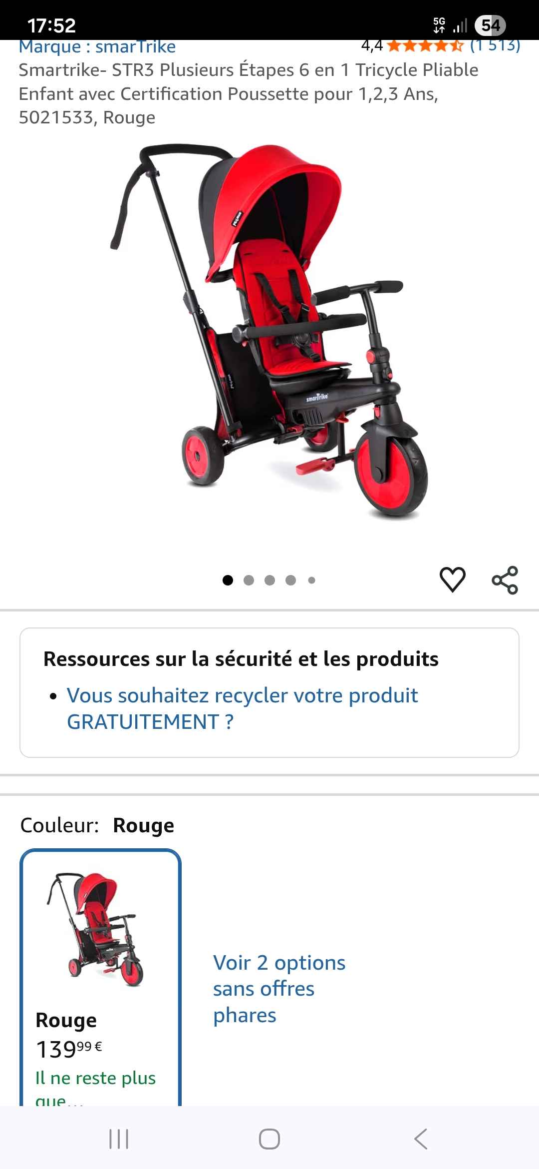 GOPLUS Tricycle Bébé 7-en-1, Tricycle Pliable avec Auvent, Siège