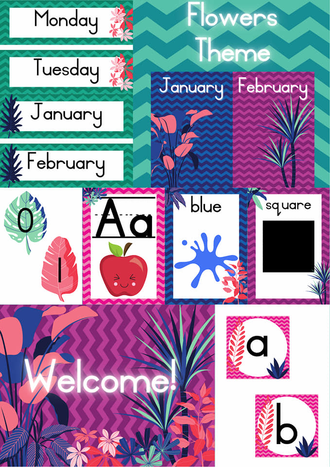 The Bee Box - NEW! Flowers Theme classroom decor set now...