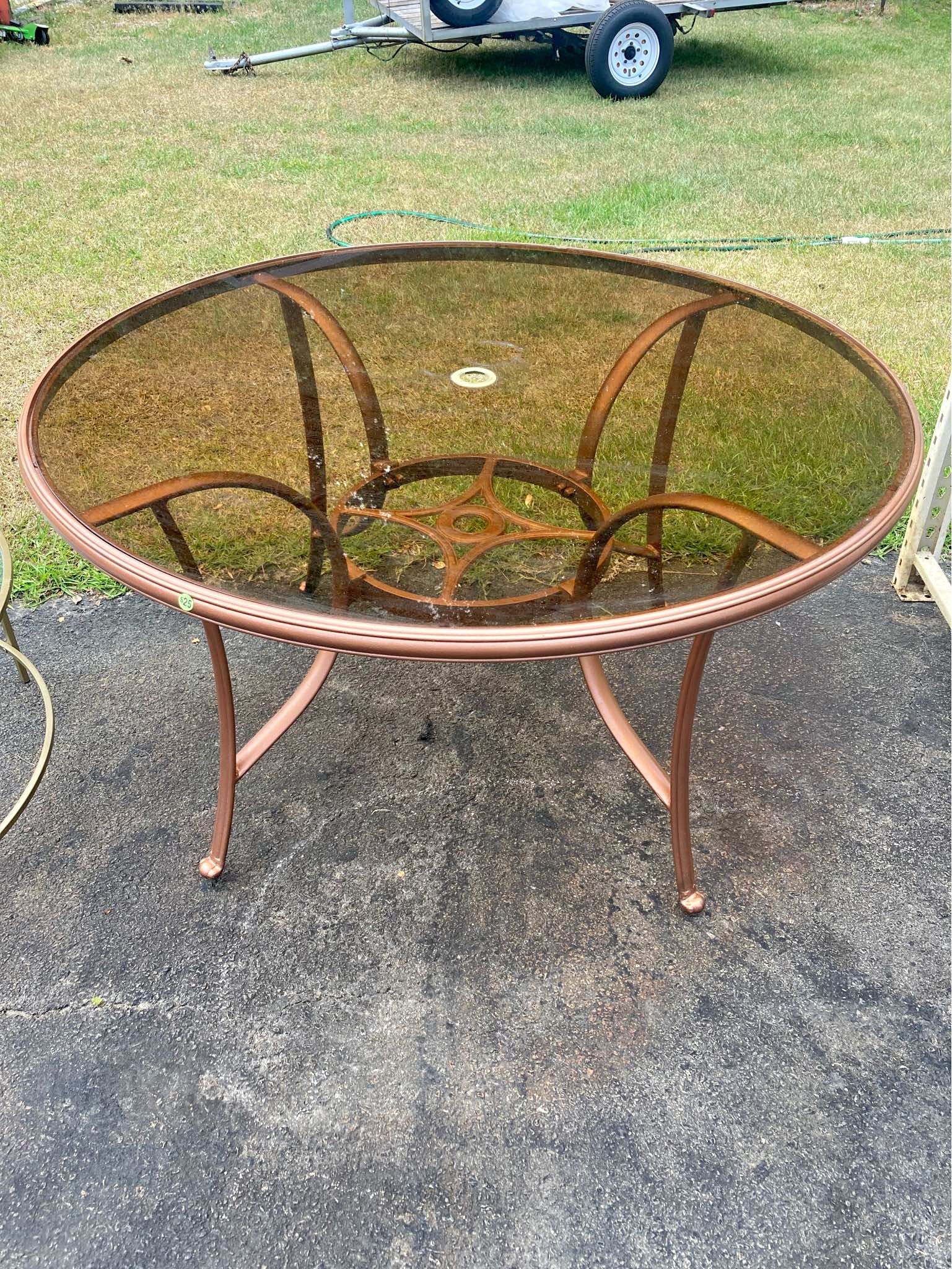 Custom built wagon wheel and auger table with 3 John deer custom made ...