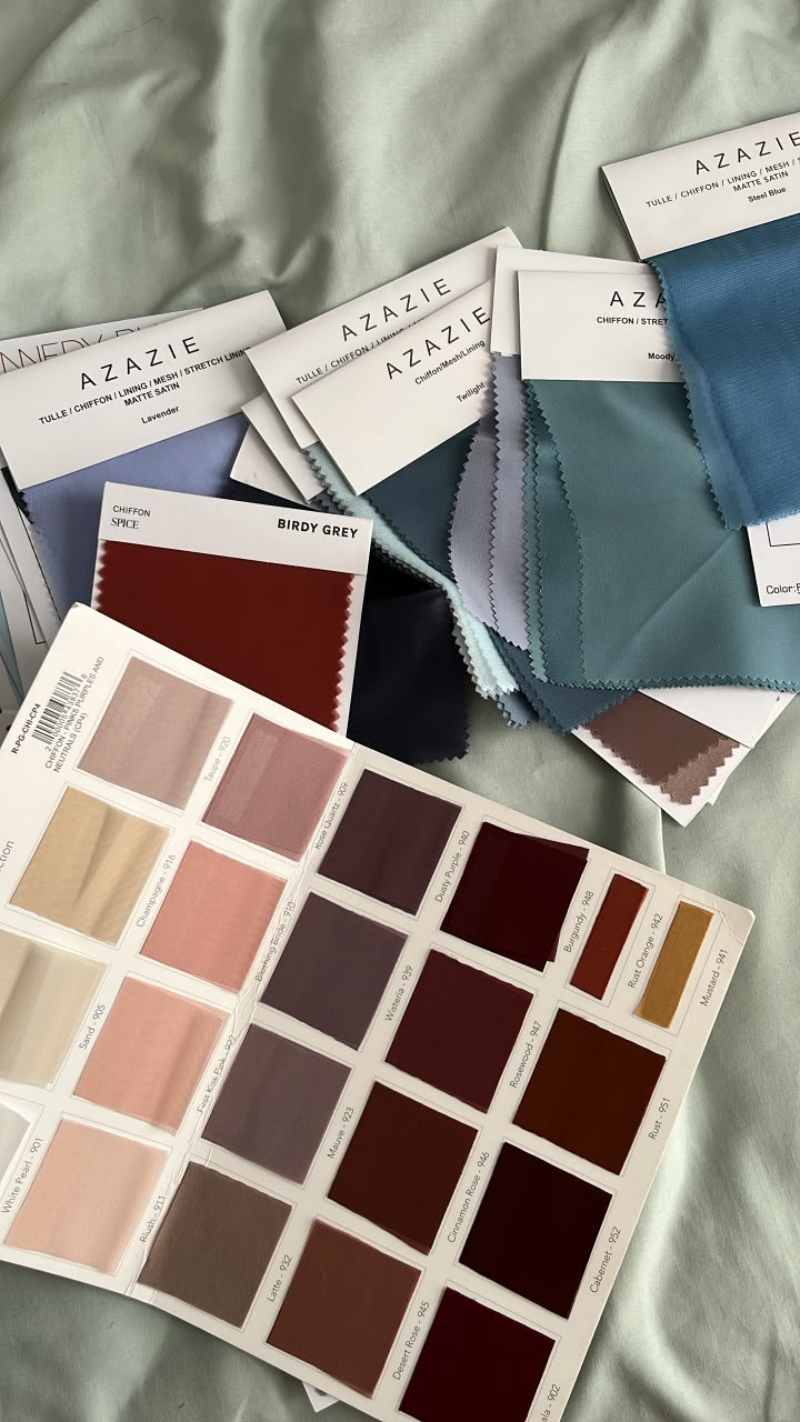 bridesmaid dresses swatches free dress in fall colors and blues/purples Colors:Salmon/Brown