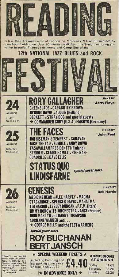 Who attended the 1973 Reading Festival?