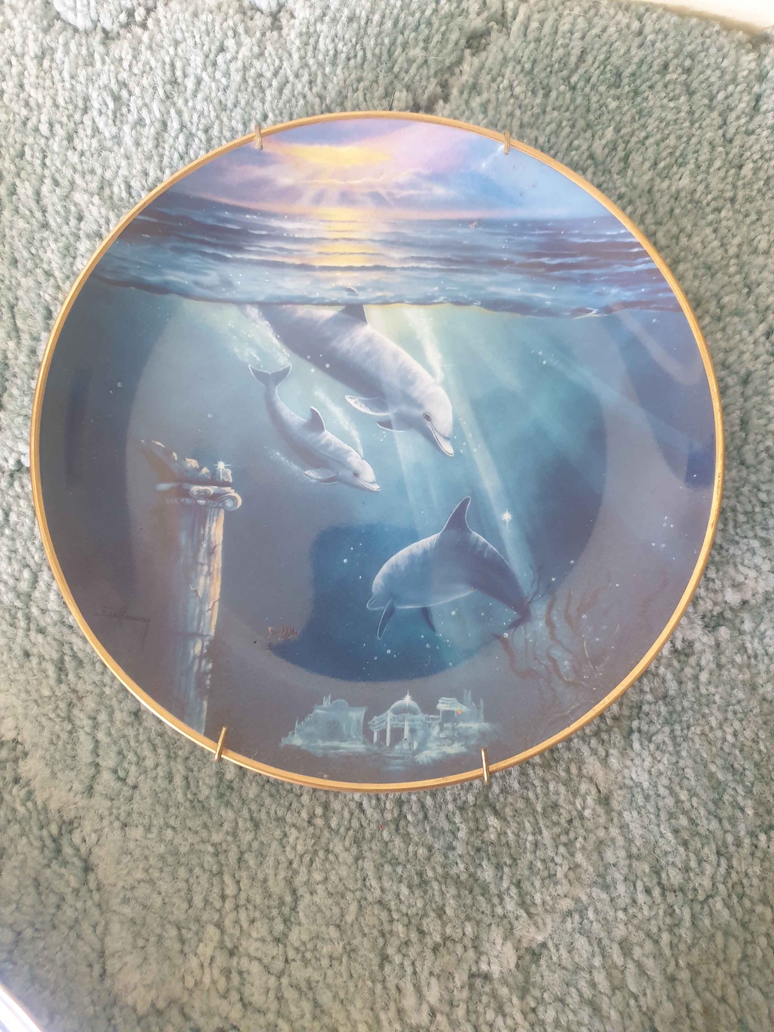 Dolphin collection plate set .7 with wall hangers attached. - Household ...