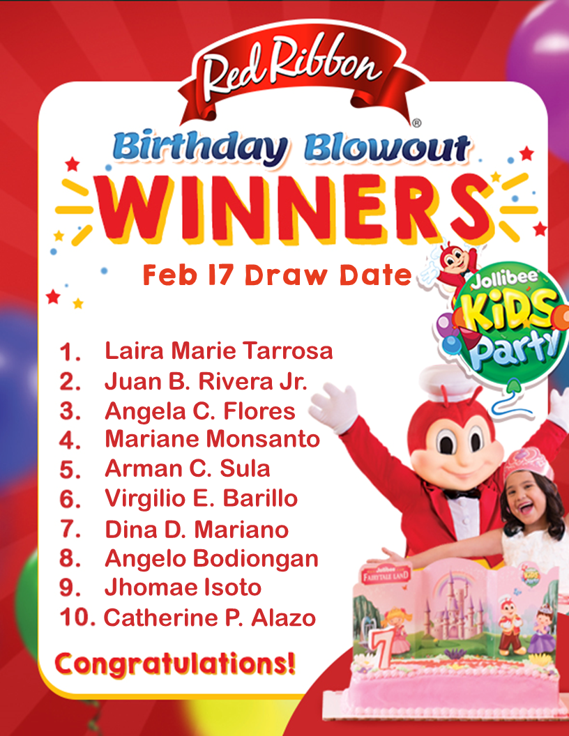 Red Ribbon Bakeshop - Congratulations to the 1st 10 Winners of our ...