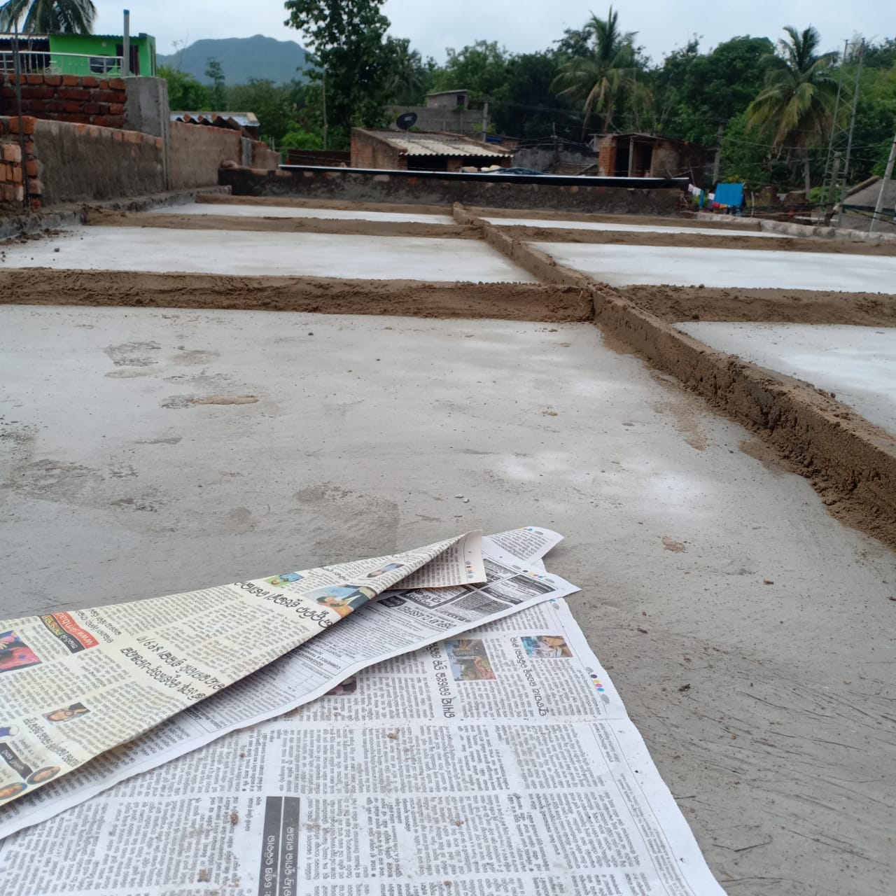 SKS Buildcon - Grading of roof slab. partition for curing...