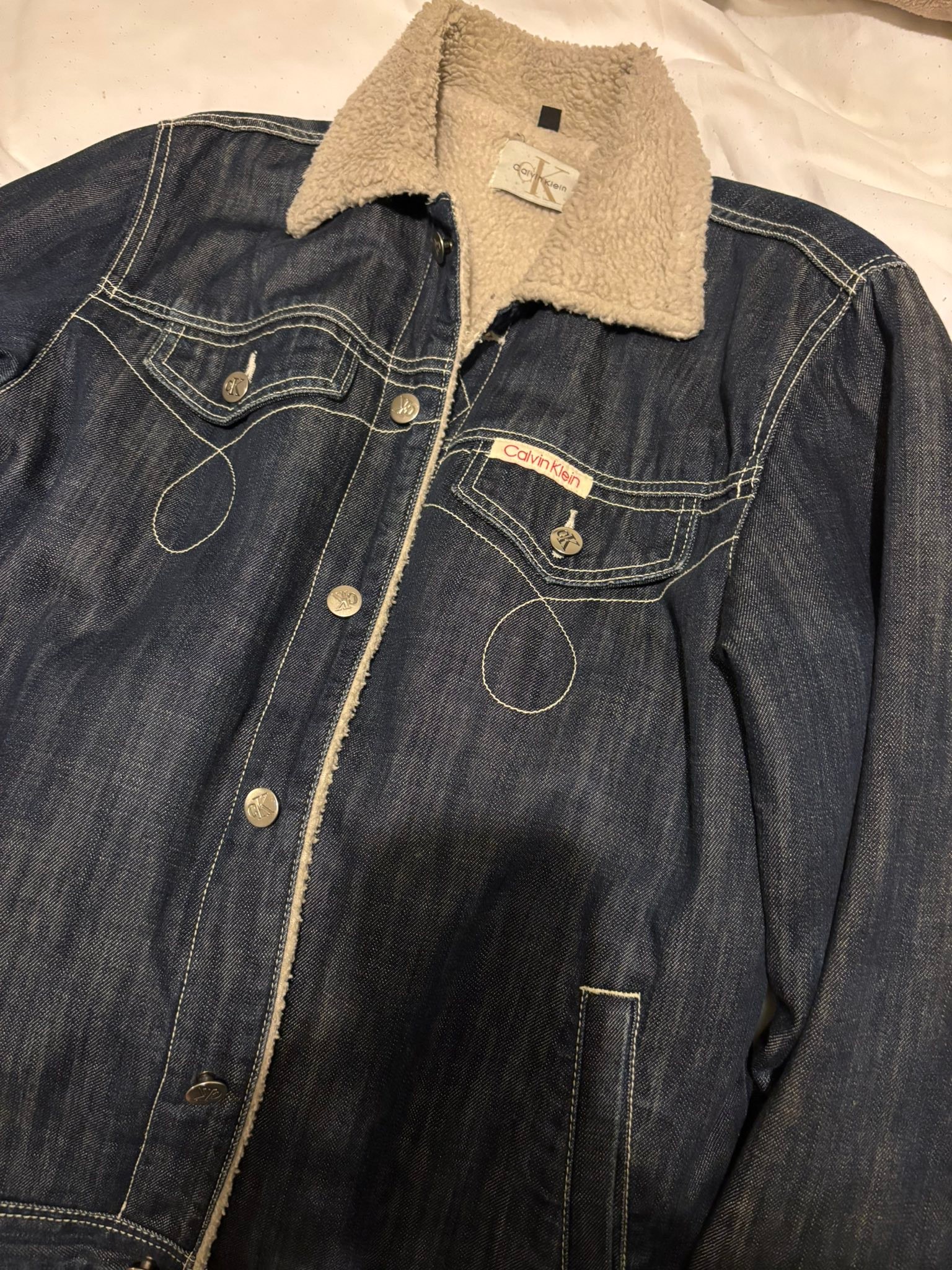 売ります> ①カルバンクライン、デニムボアジャケット 日本の古着屋で 