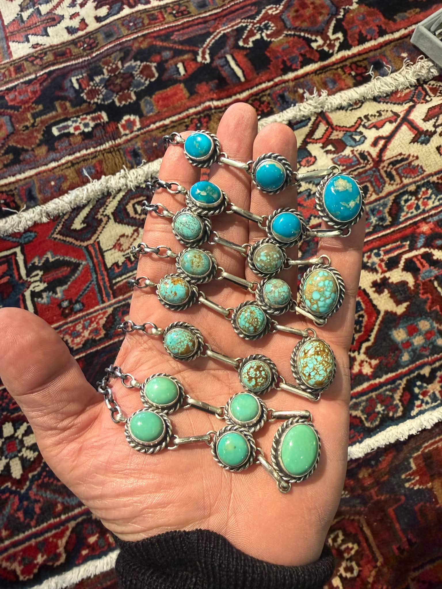 Handmade Navajo turquoise chokers by Augustine Largo for sale