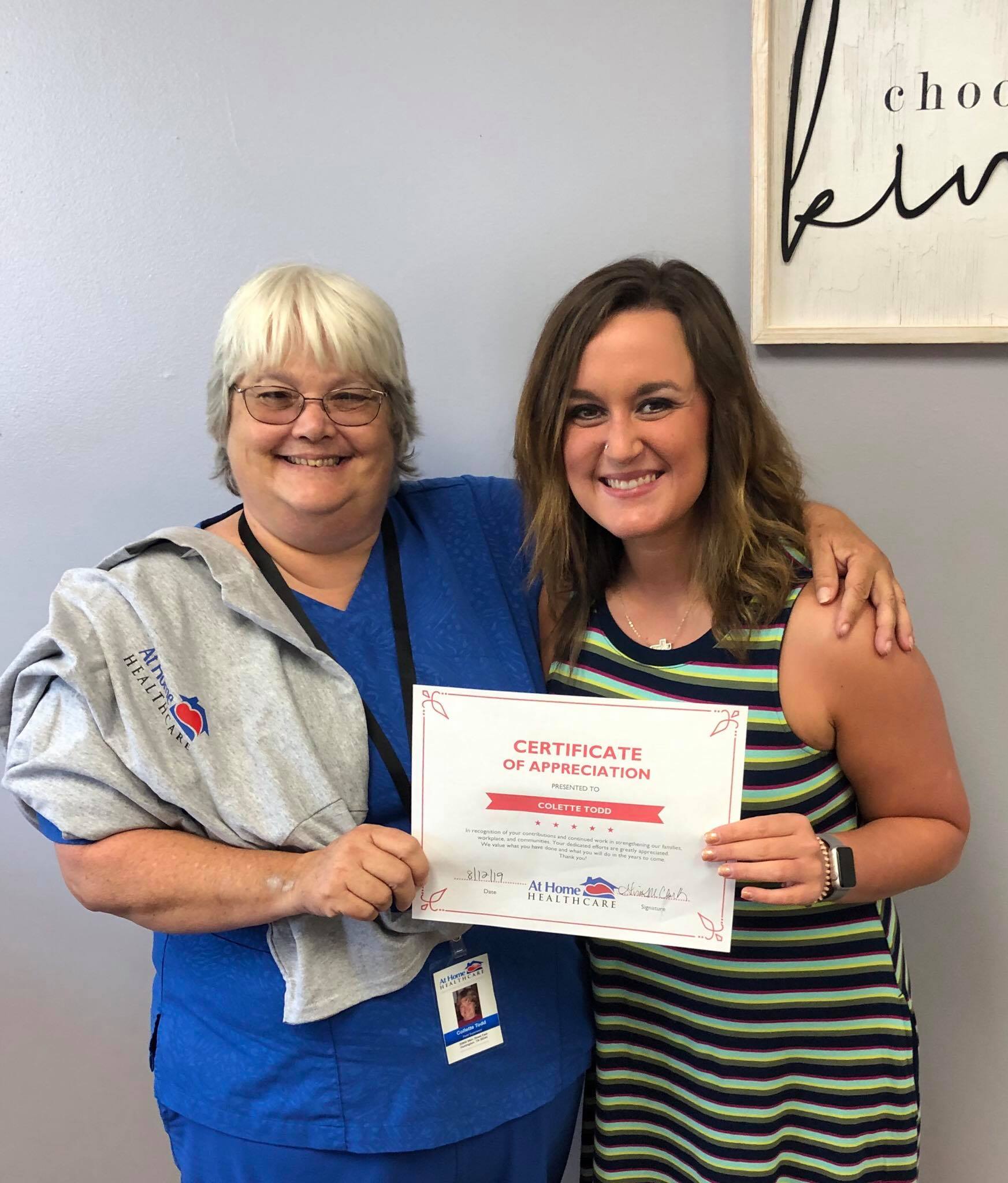 At Home Healthcare - We would like to congratulate Collette Todd for ...