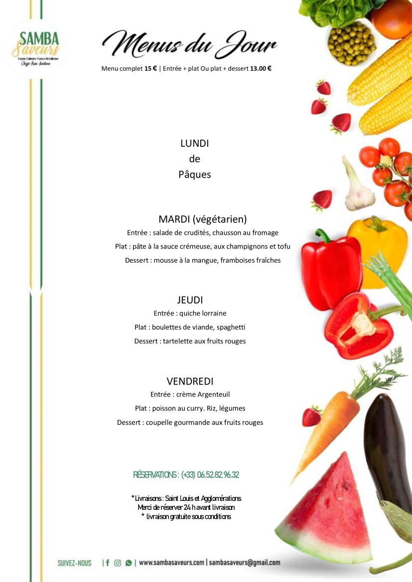 Très cher.e.s client.e.s et ami.e.s, voici nos menus de la semaine ...