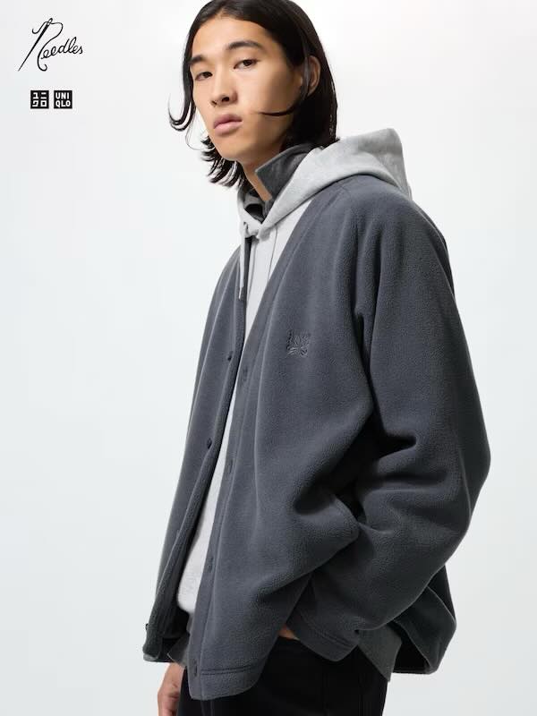 ユニクロ NEEDLES フリースオーバーサイズカーディガン M ベージュ 