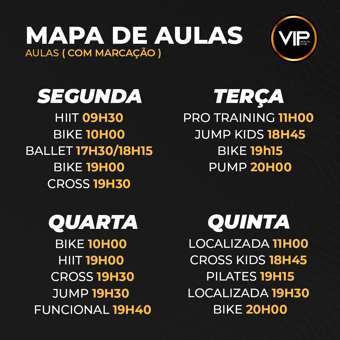 🏋️ [MAPA DE AULAS ATUALIZADO]🤸 Caros... - VIP - Health Club | Facebook