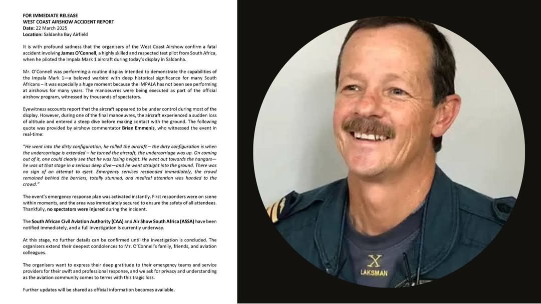 RIP James O'Connell, former SAAF pilot
