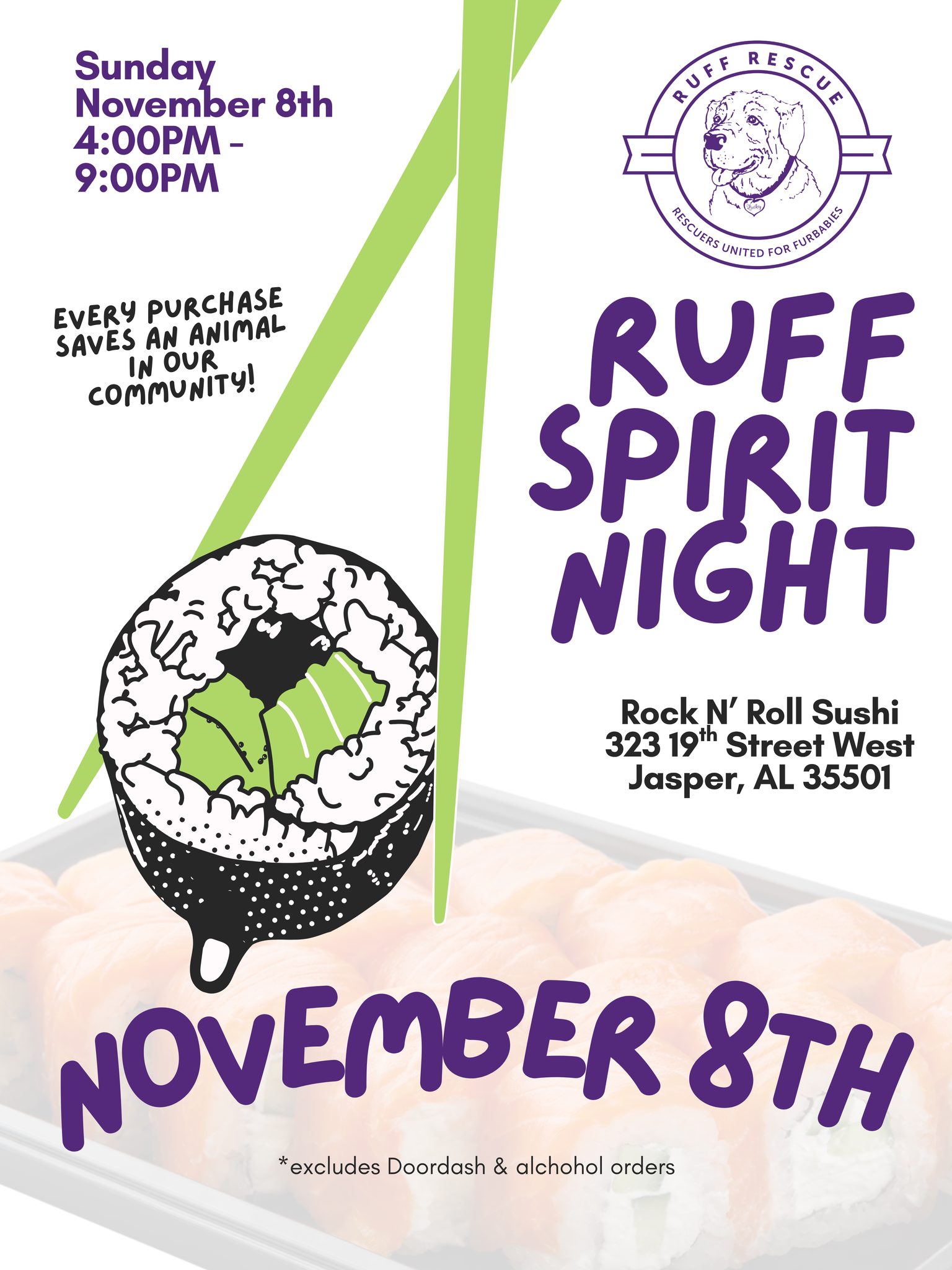 RUFF Spirit Night at Rock-N-Roll Sushi