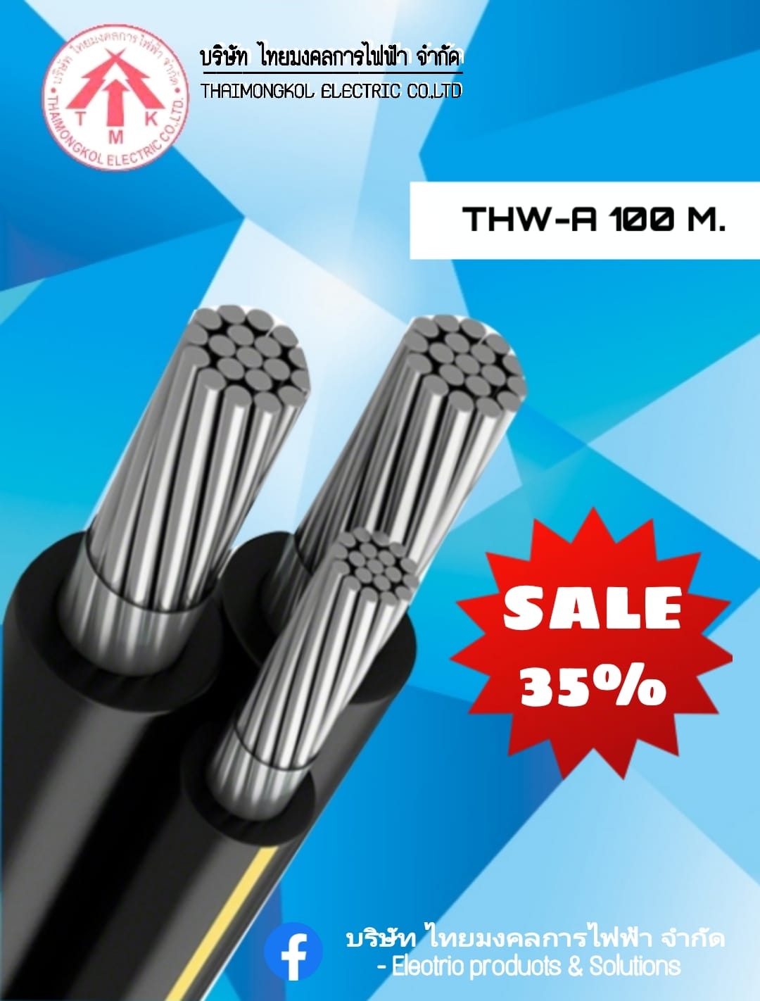 📢📢 ลดราคา 35% 📢📢 🔌🔌สายไฟ THW-A แบรนด์ Thaiyazaki 🔌🔌 🔧สายไฟ THW-A คือ ...