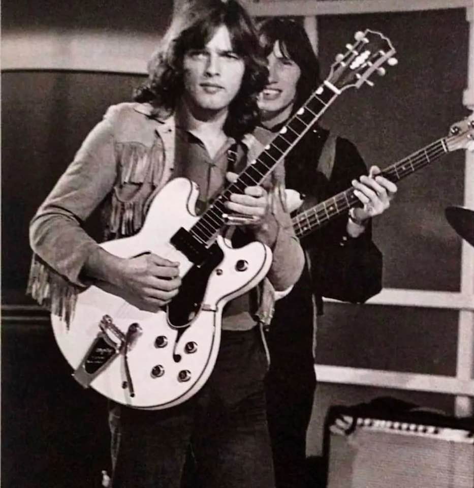 David Gilmour and Roger Waters at Studio Cognacq in Paris, France