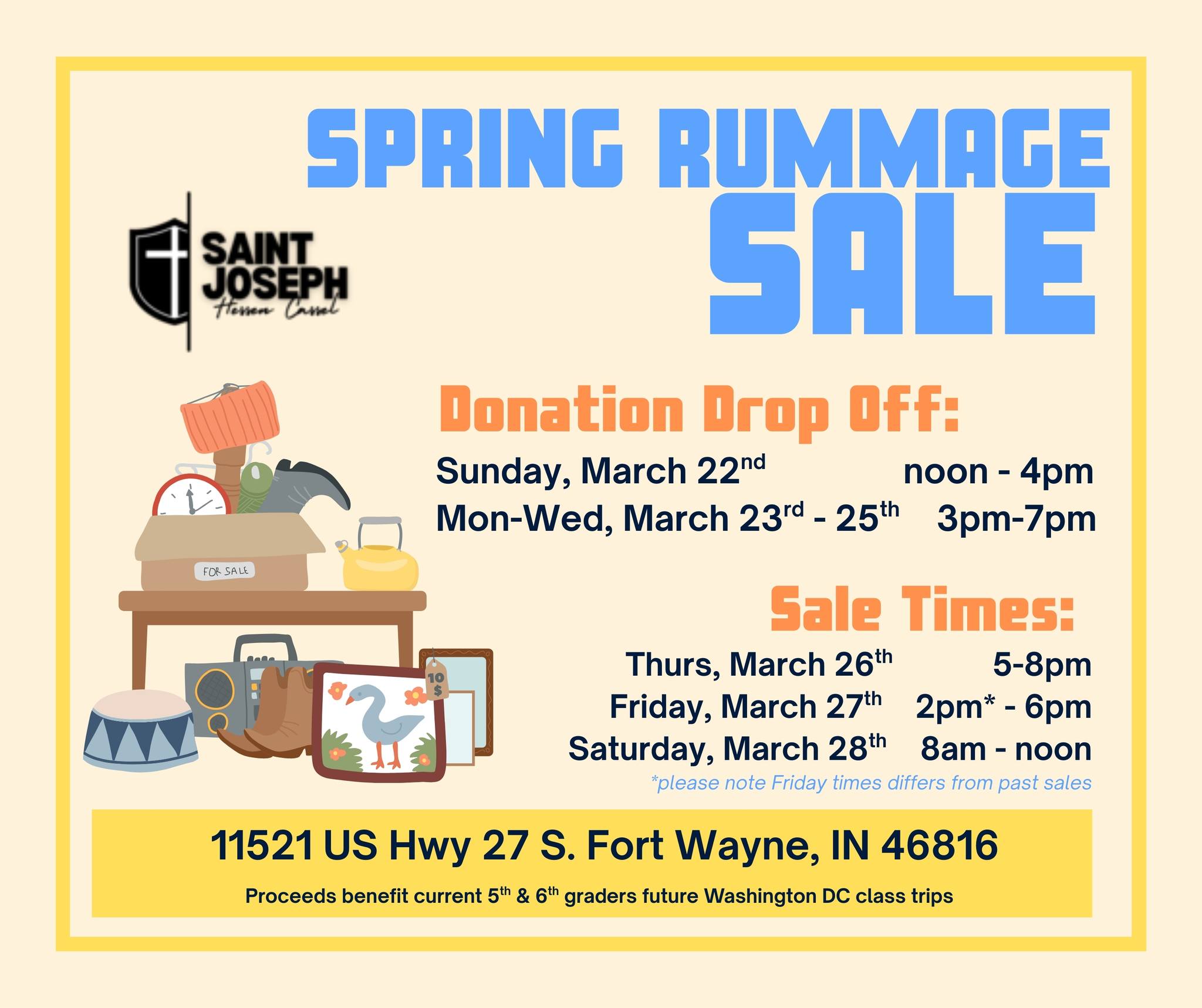 SJHC Spring Rummage Sale - March 26-28th