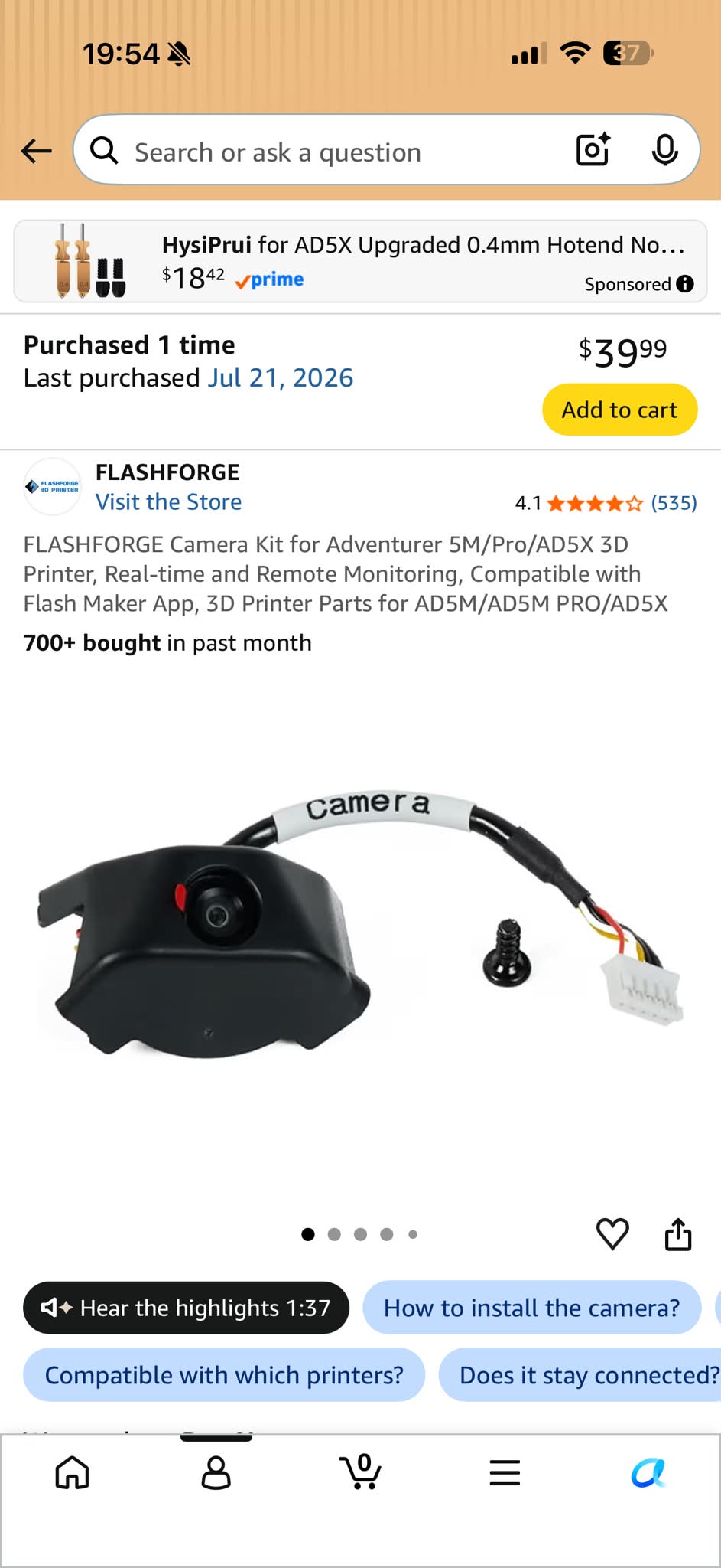 Troubleshooting Flash Forge camera not being picked up by AD5X 3D