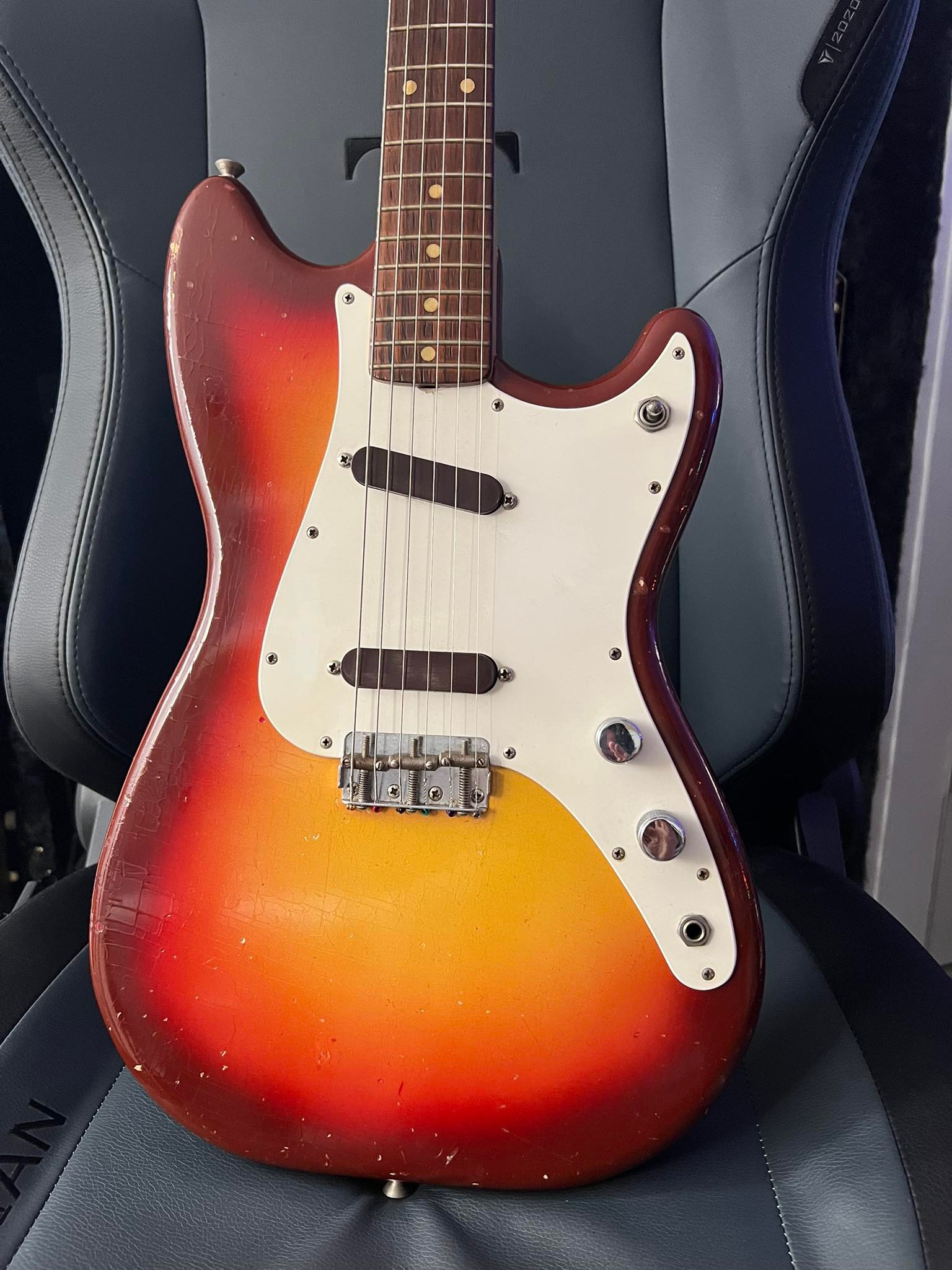 1958 Fender Duo-Sonic guitar with unusual finish